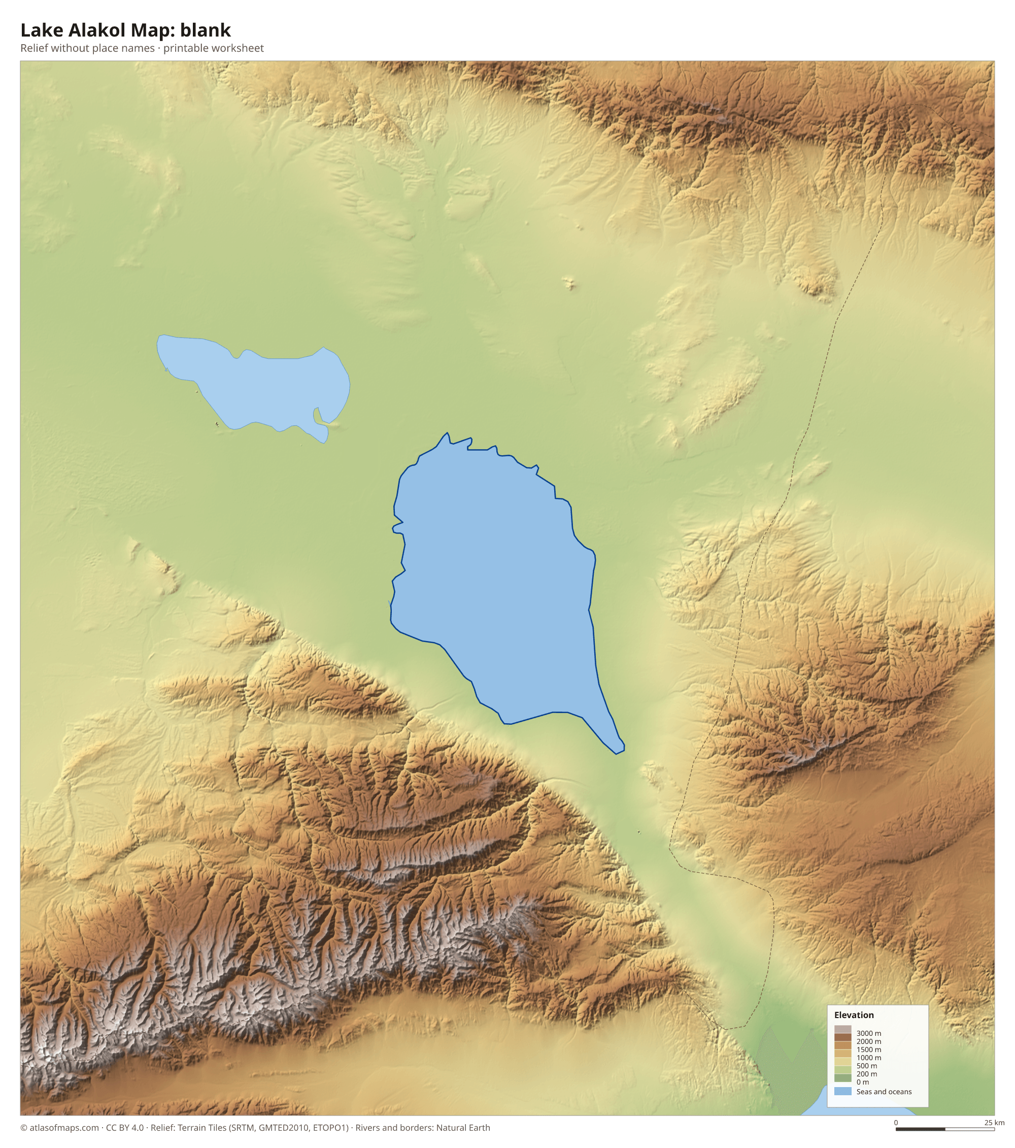 Lake Alakol Map without names