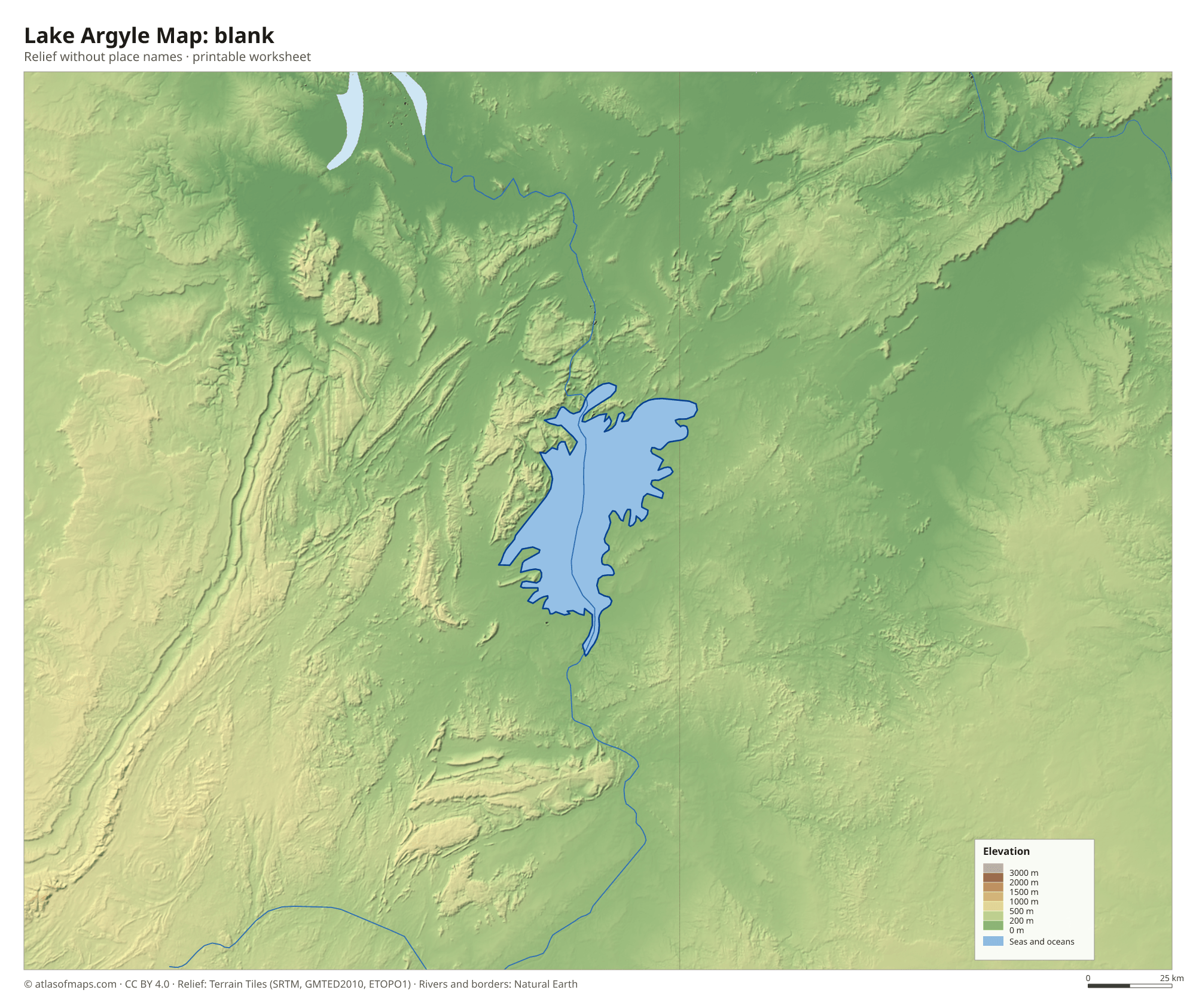 Lake Argyle Map without names