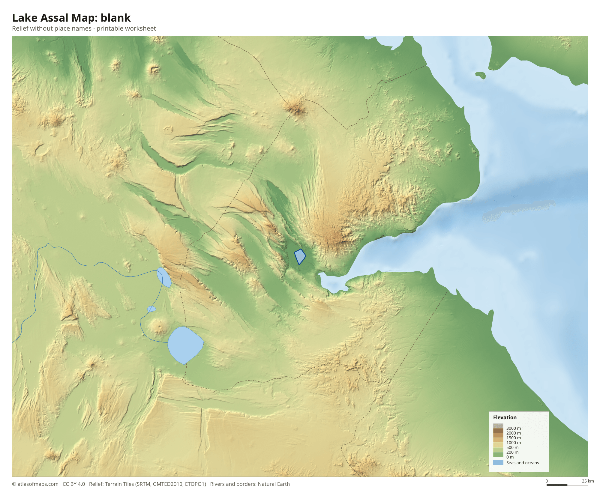 Lake Assal Map without names