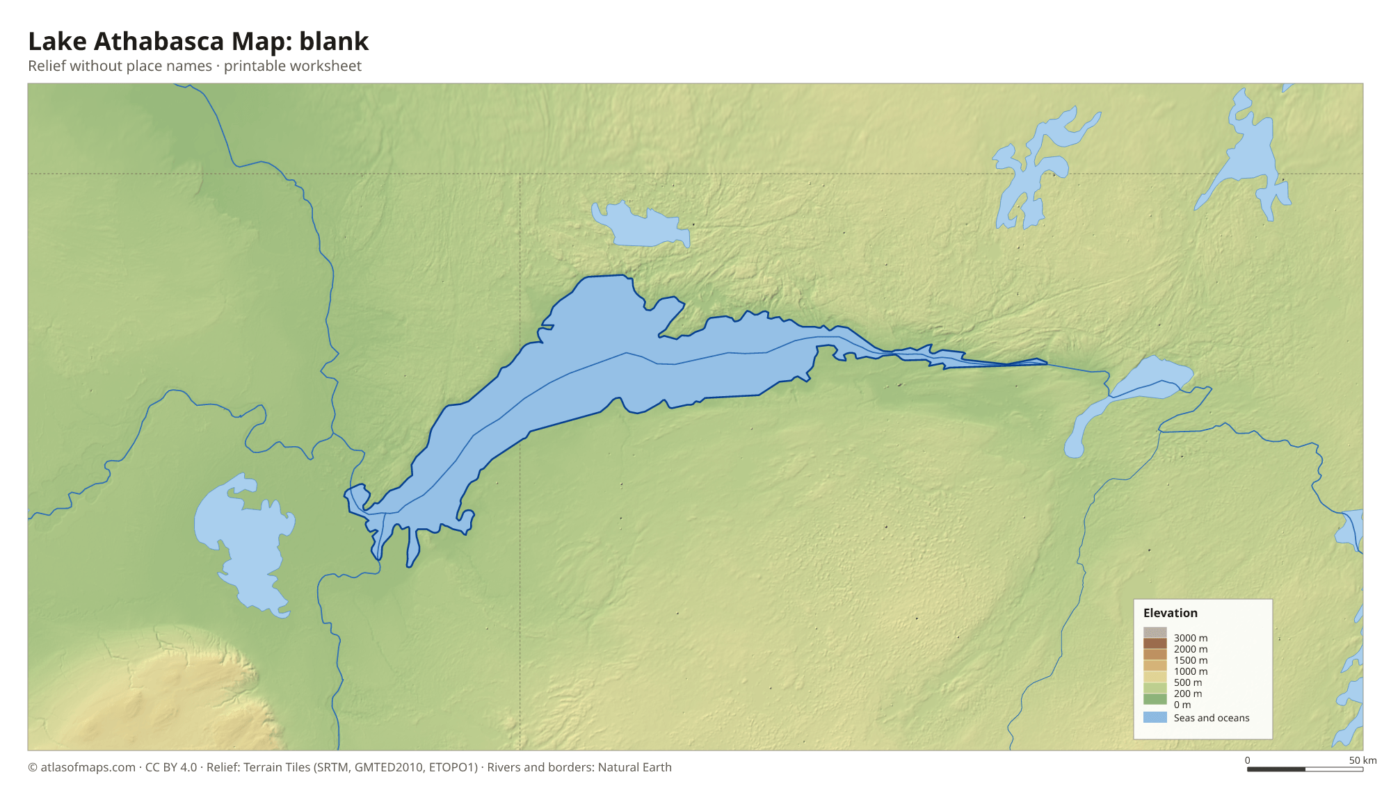 Lake Athabasca Map without names