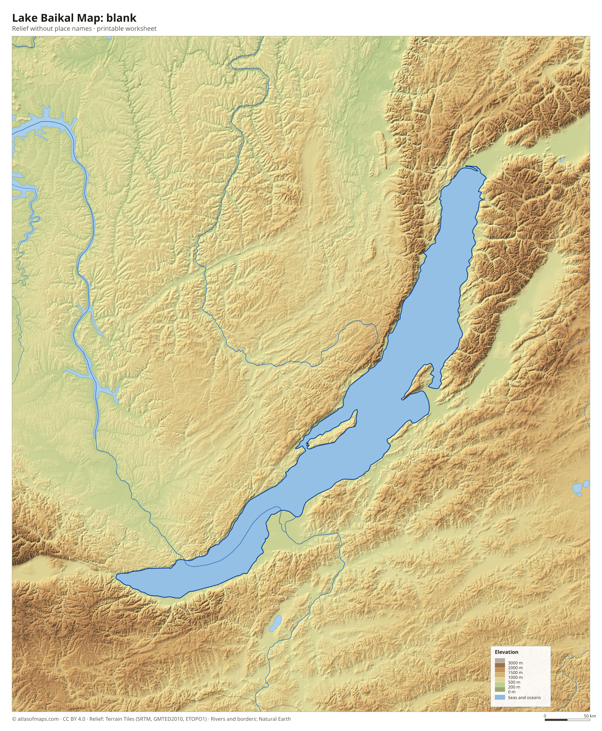 Lake Baikal Map without names