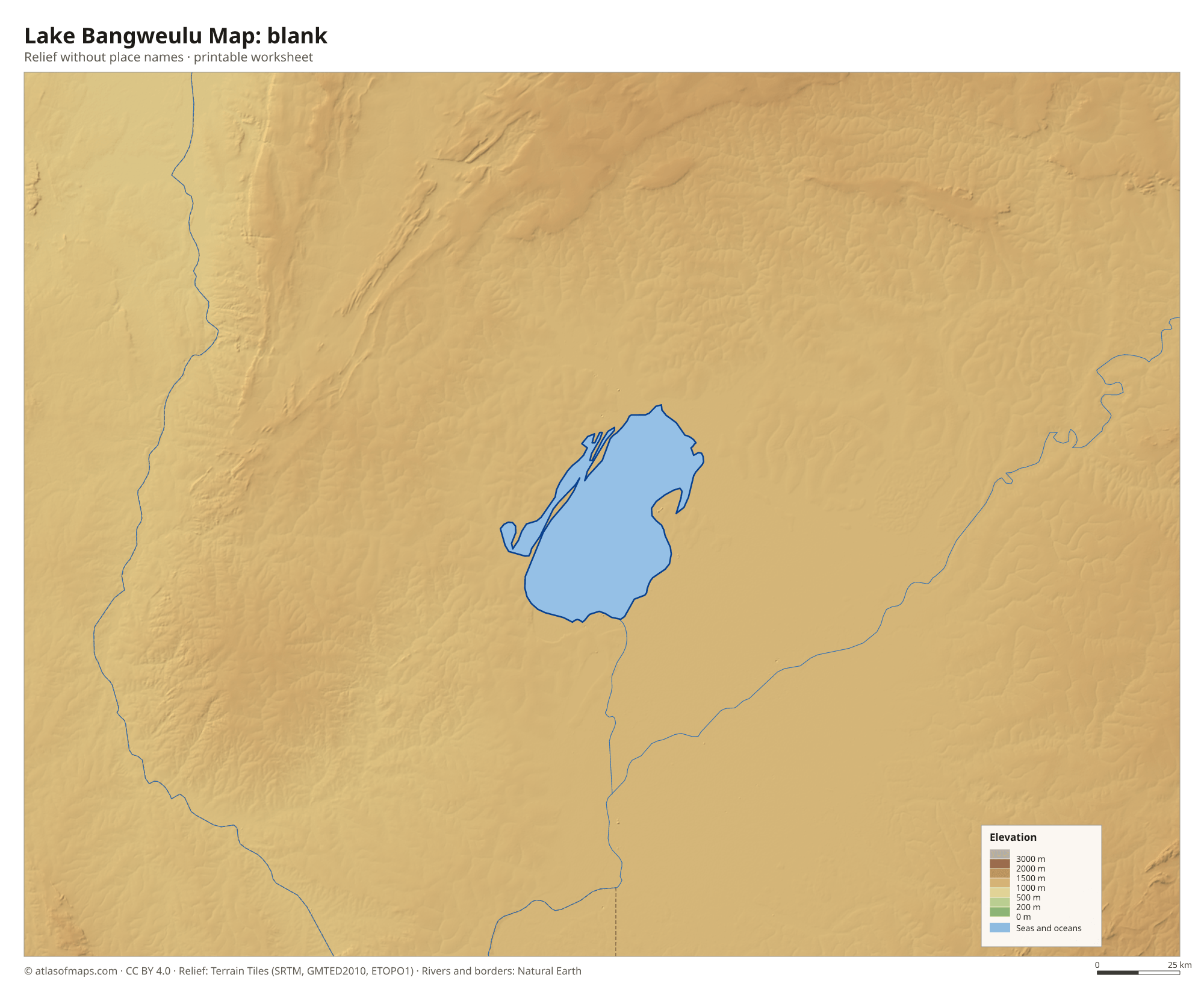 Lake Bangweulu Map without names
