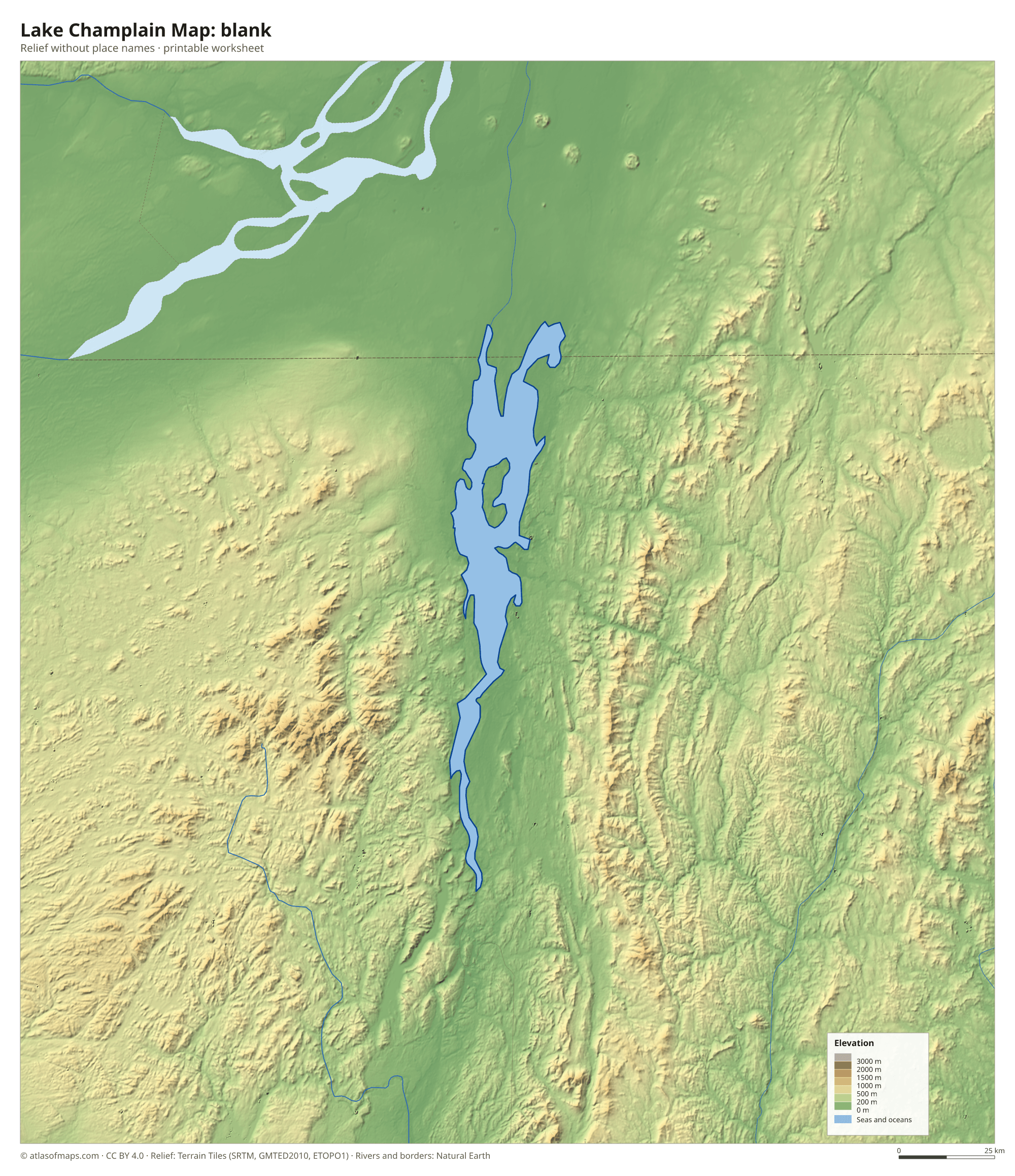 Lake Champlain Map without names