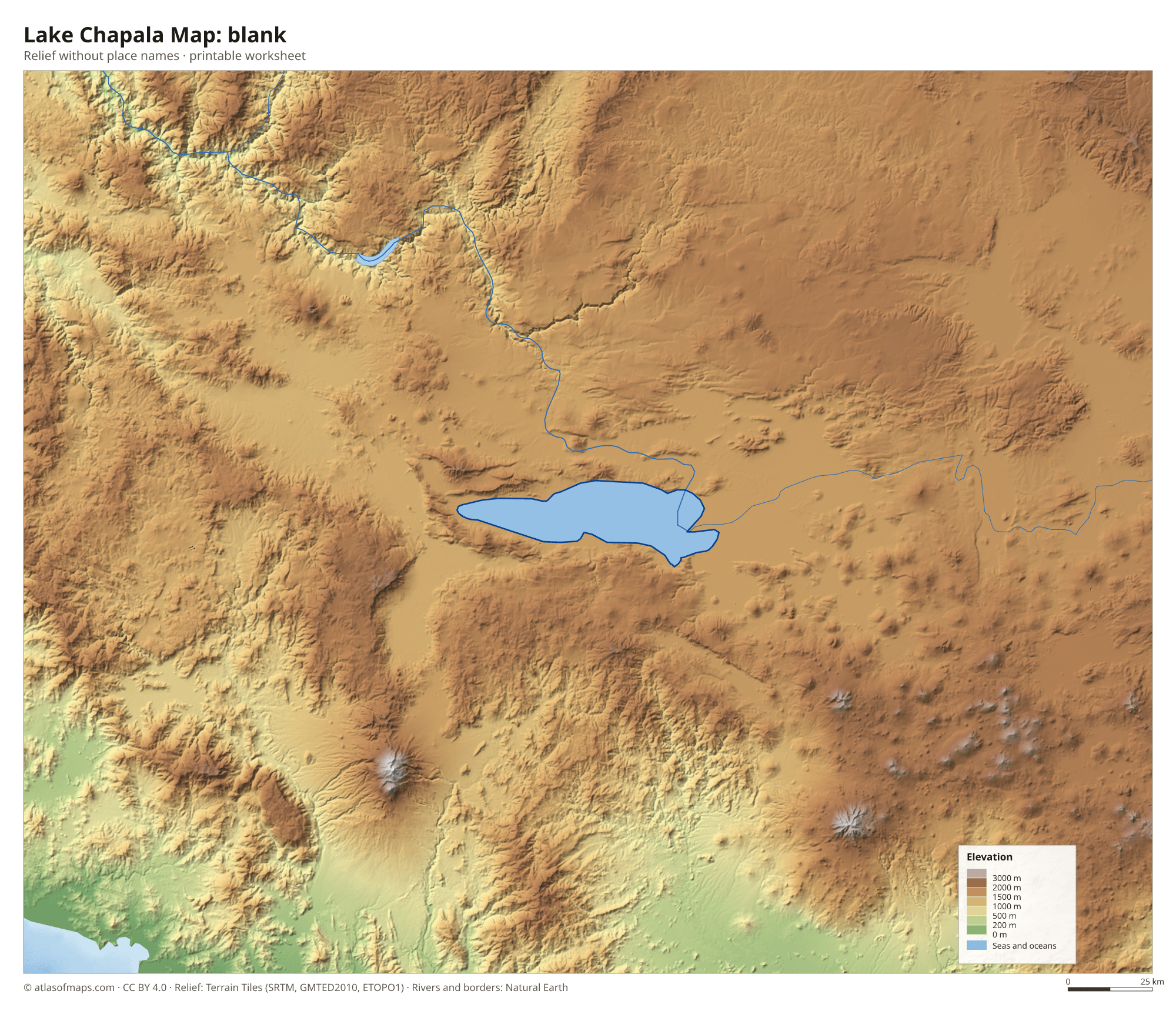 Lake Chapala Map without names