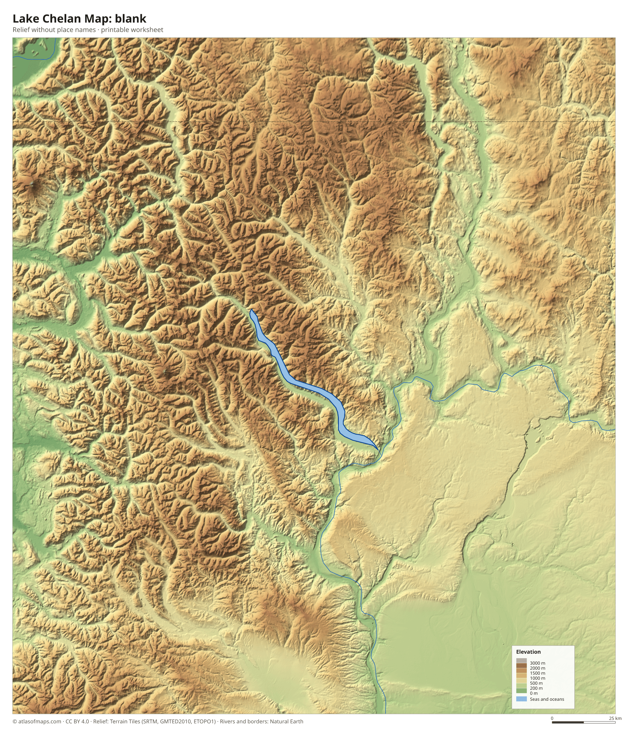 Lake Chelan Map without names