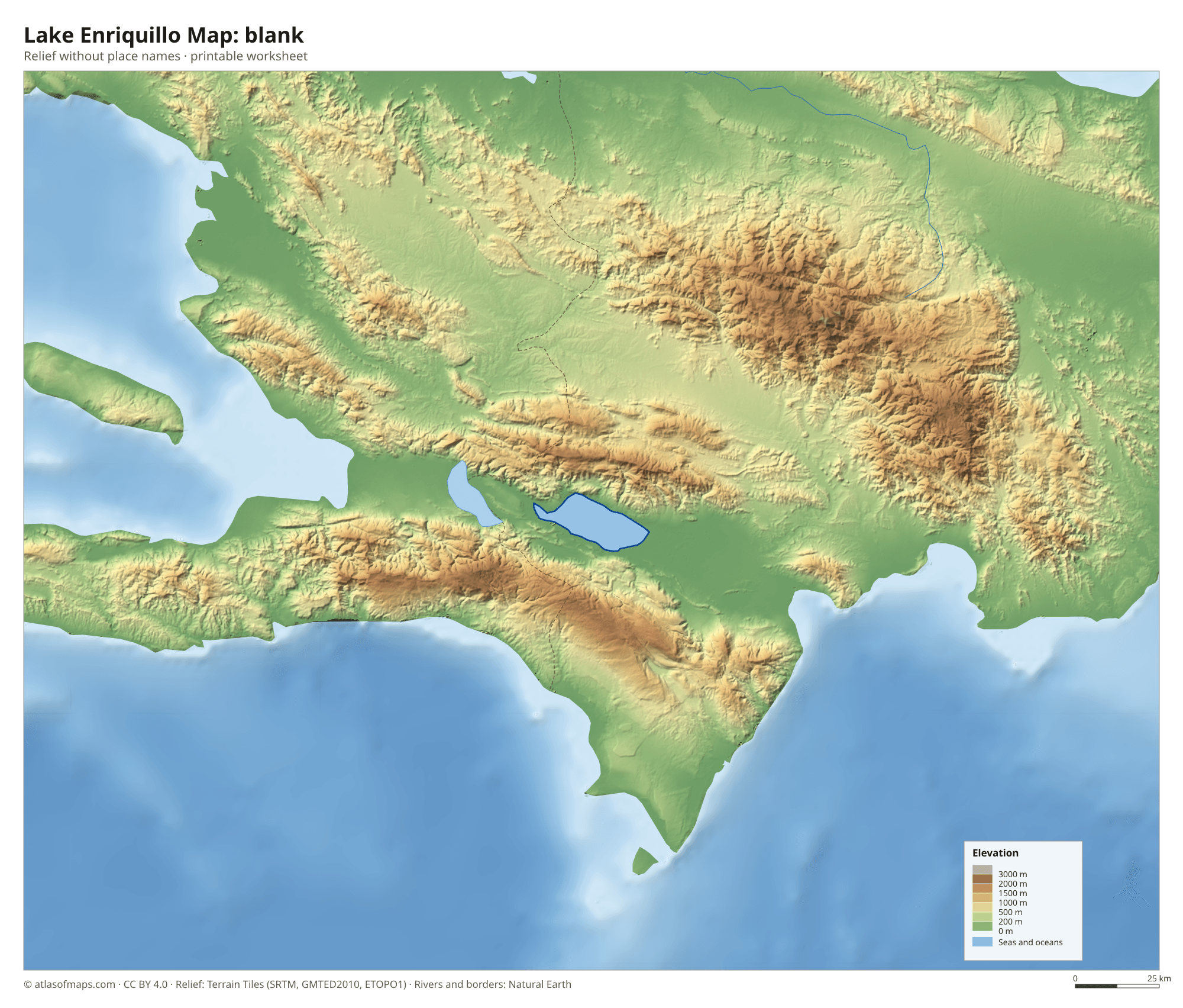 Lake Enriquillo Map without names