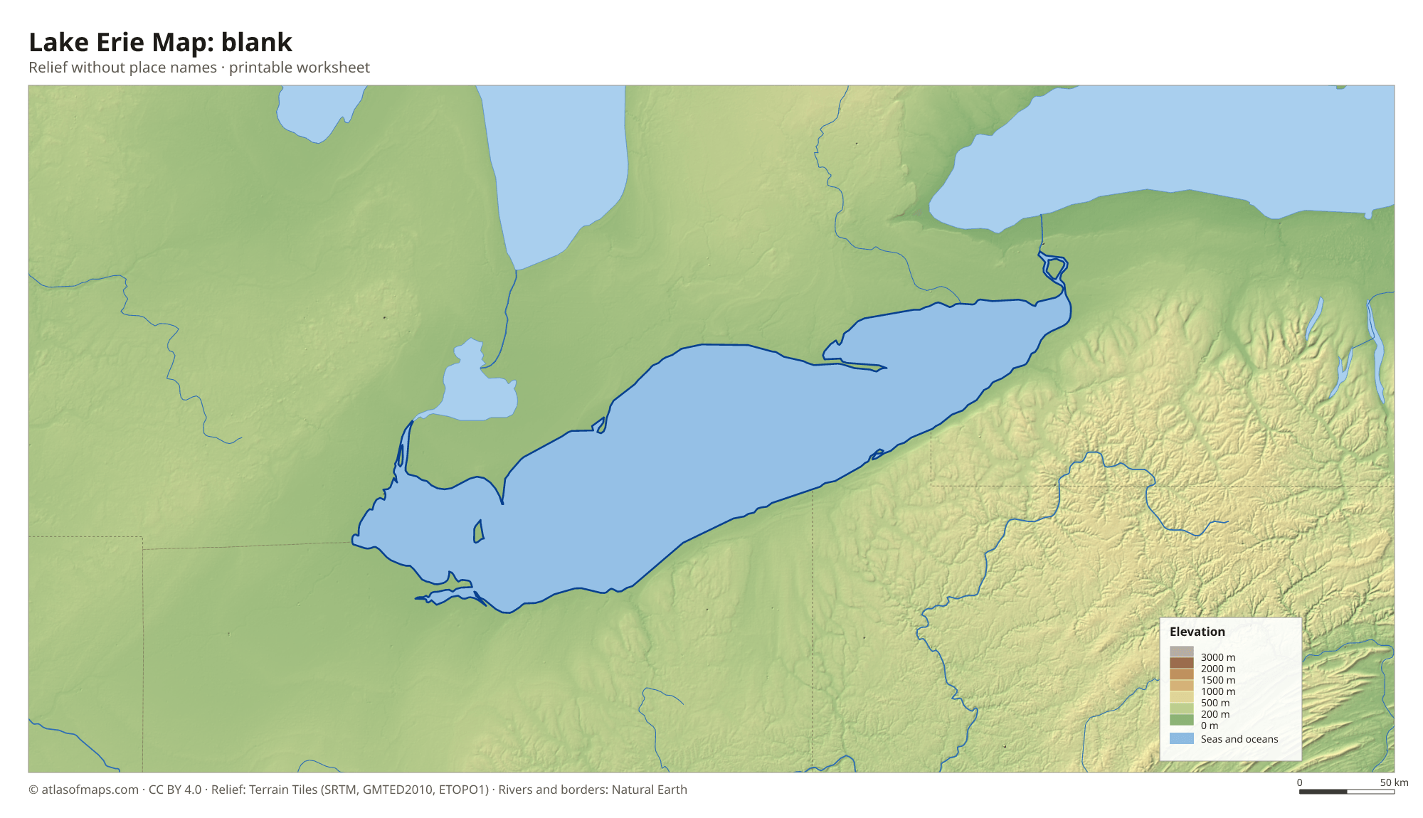 Lake Erie Map without names