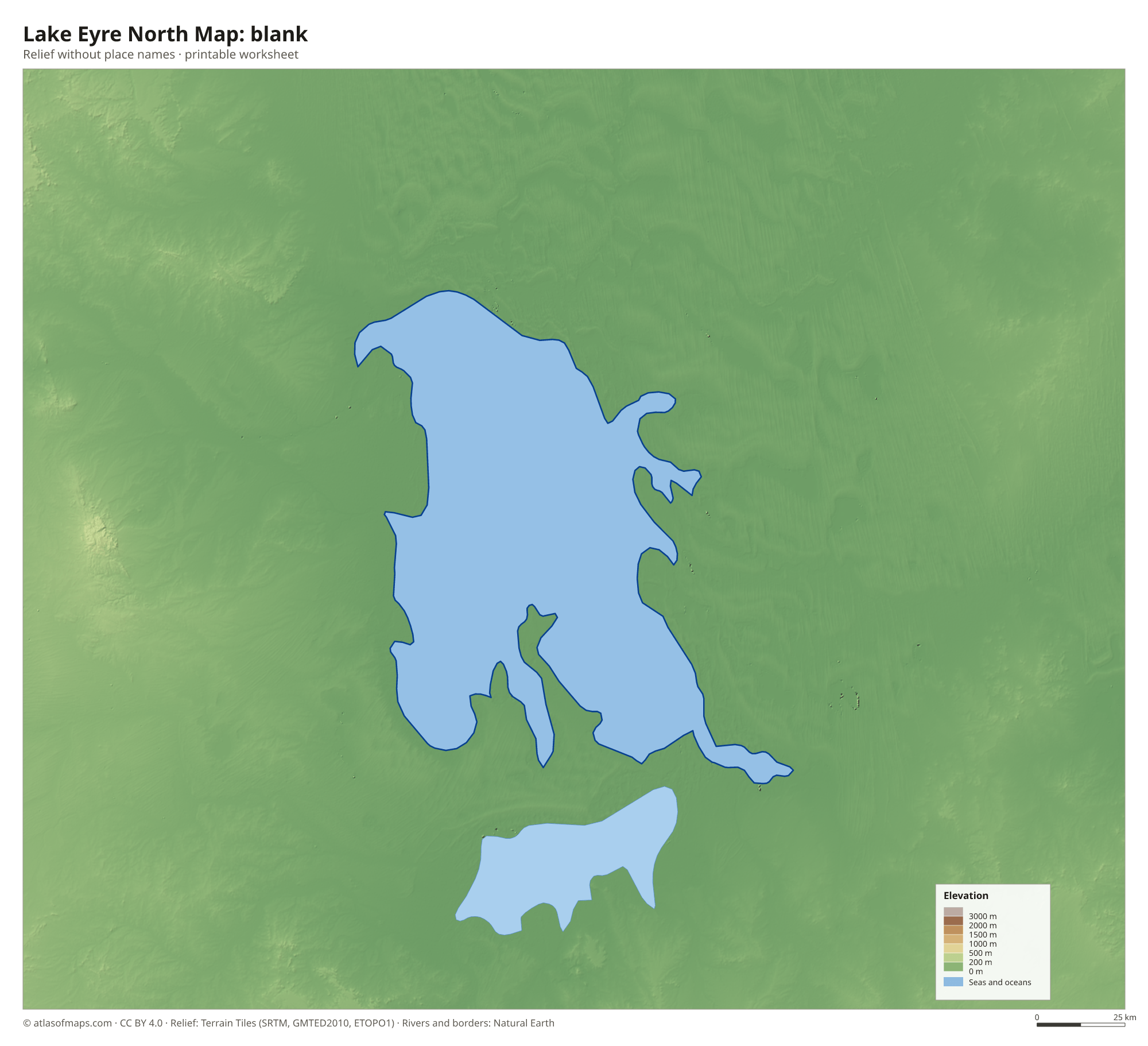 Lake Eyre North Map without names