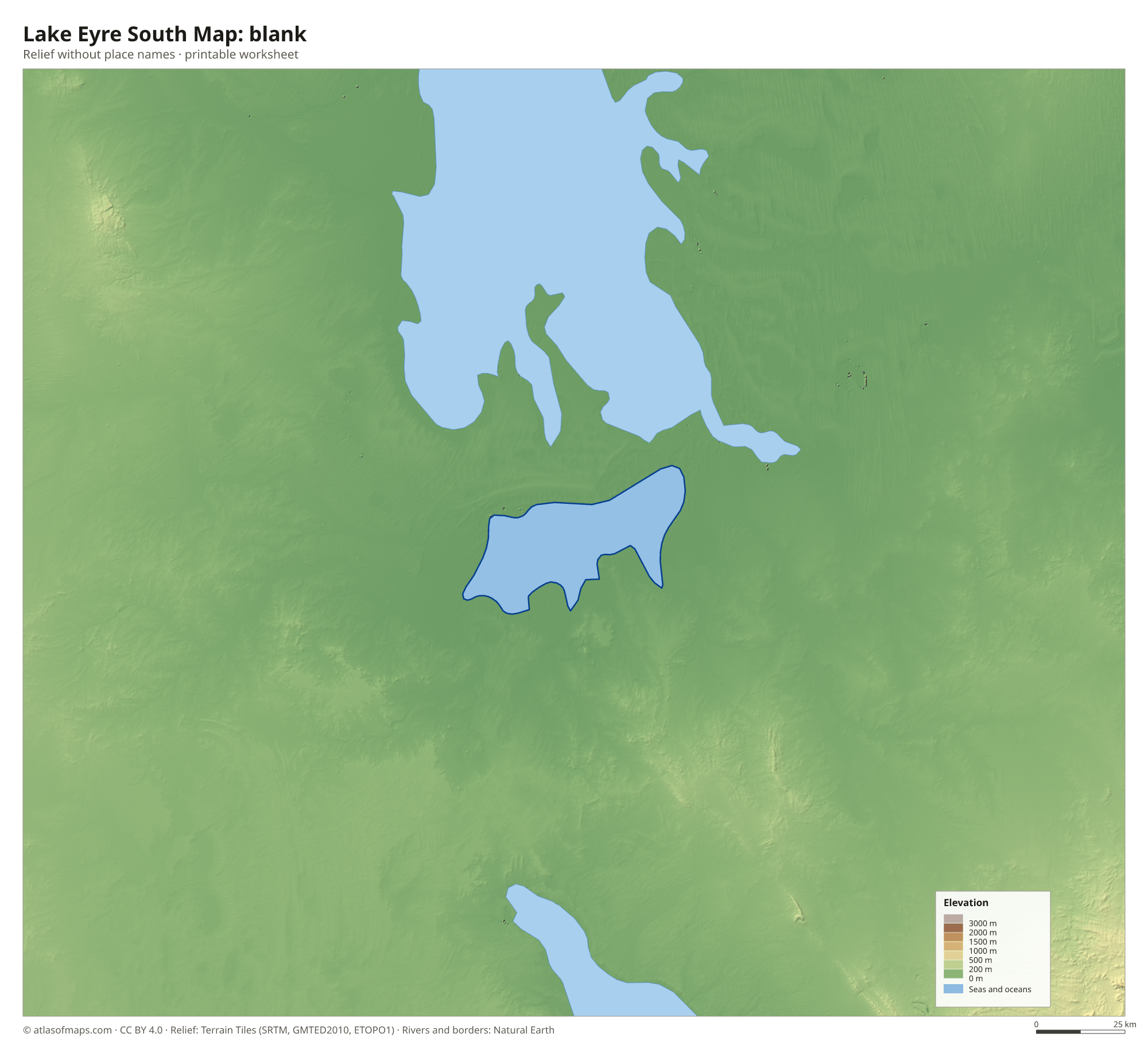 Lake Eyre South Map without names