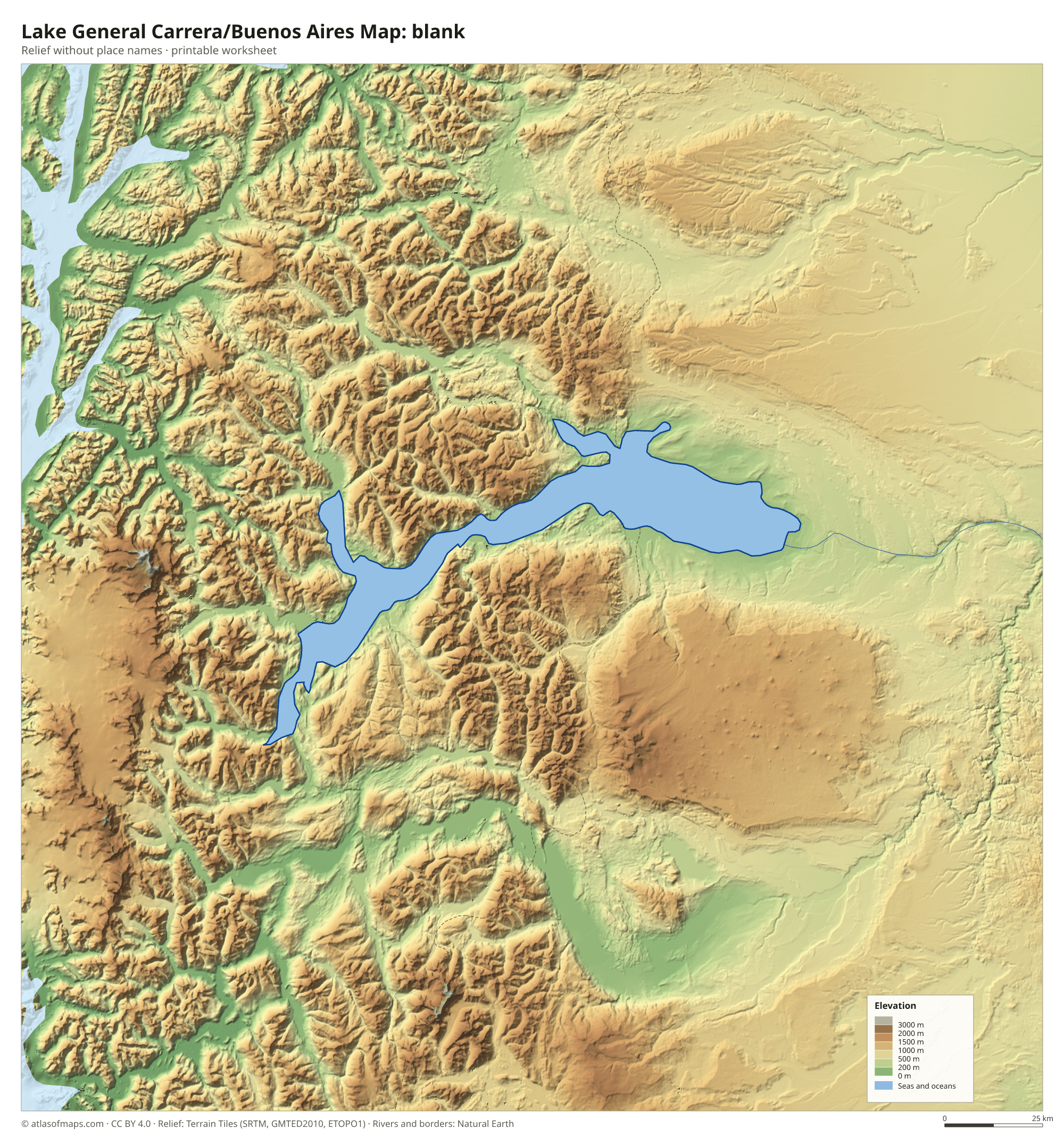 Lake General Carrera/Buenos Aires Map without names