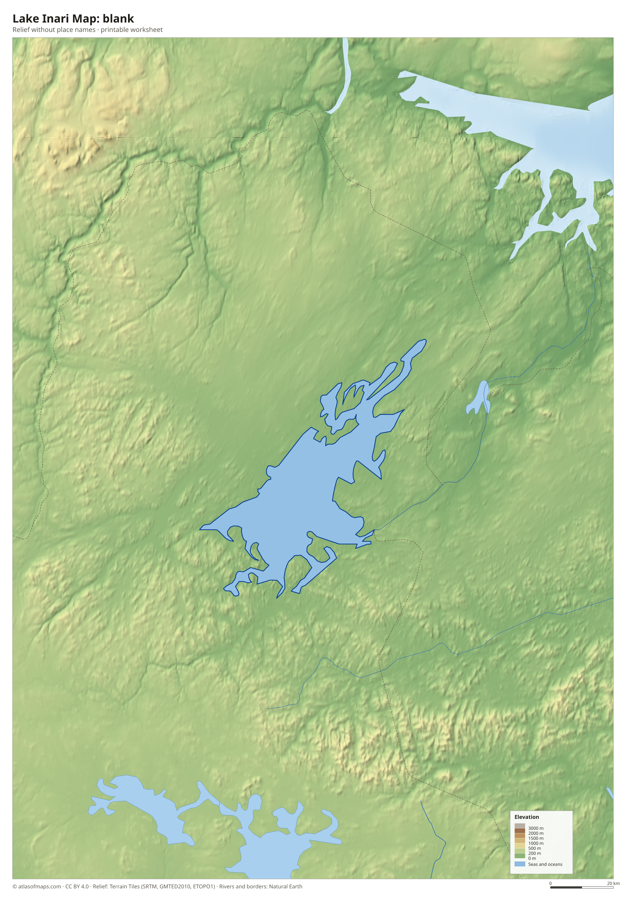 Lake Inari Map without names