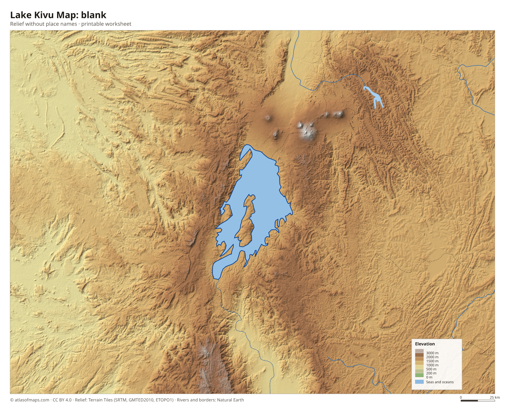 Lake Kivu Map without names