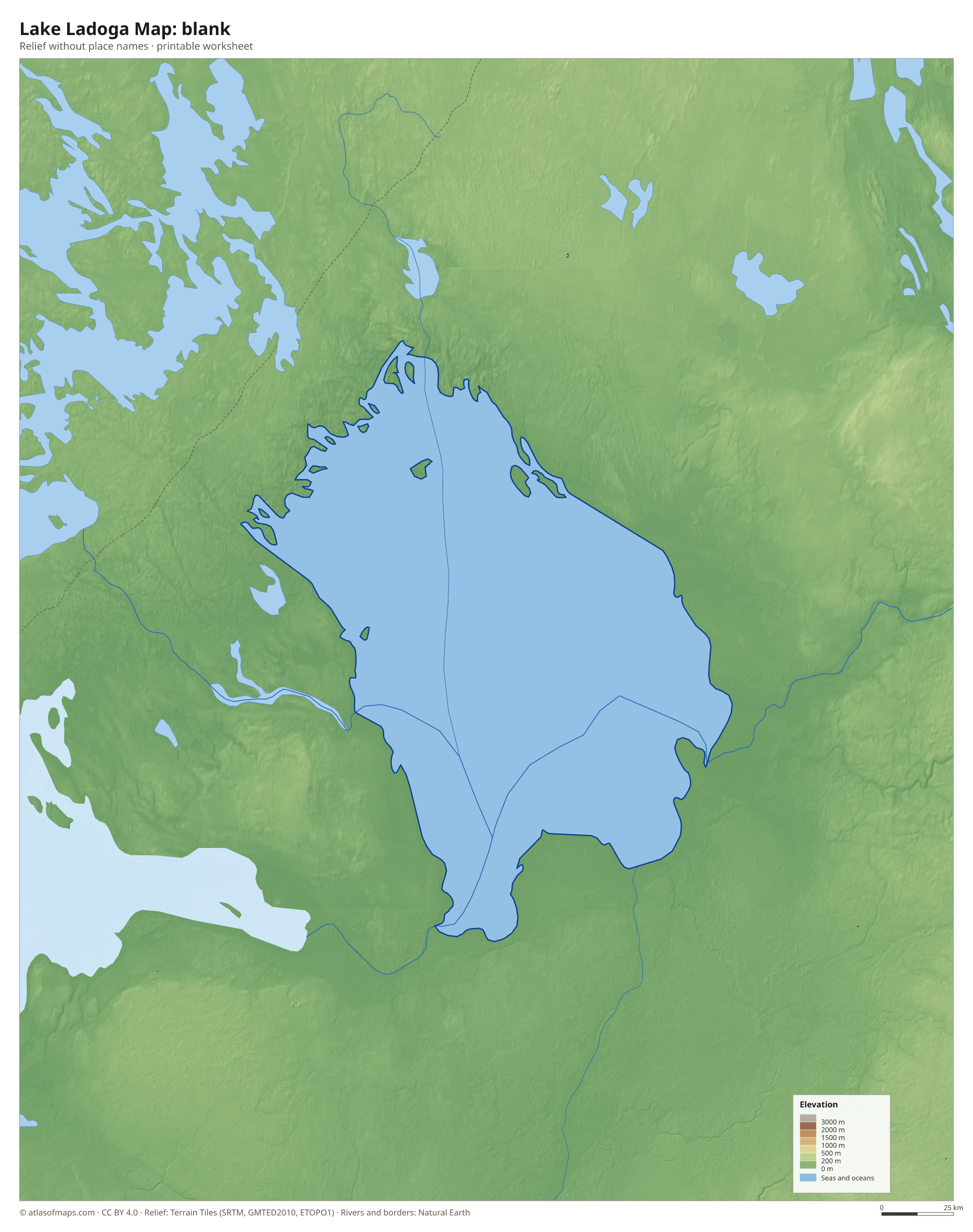 Lake Ladoga Map without names