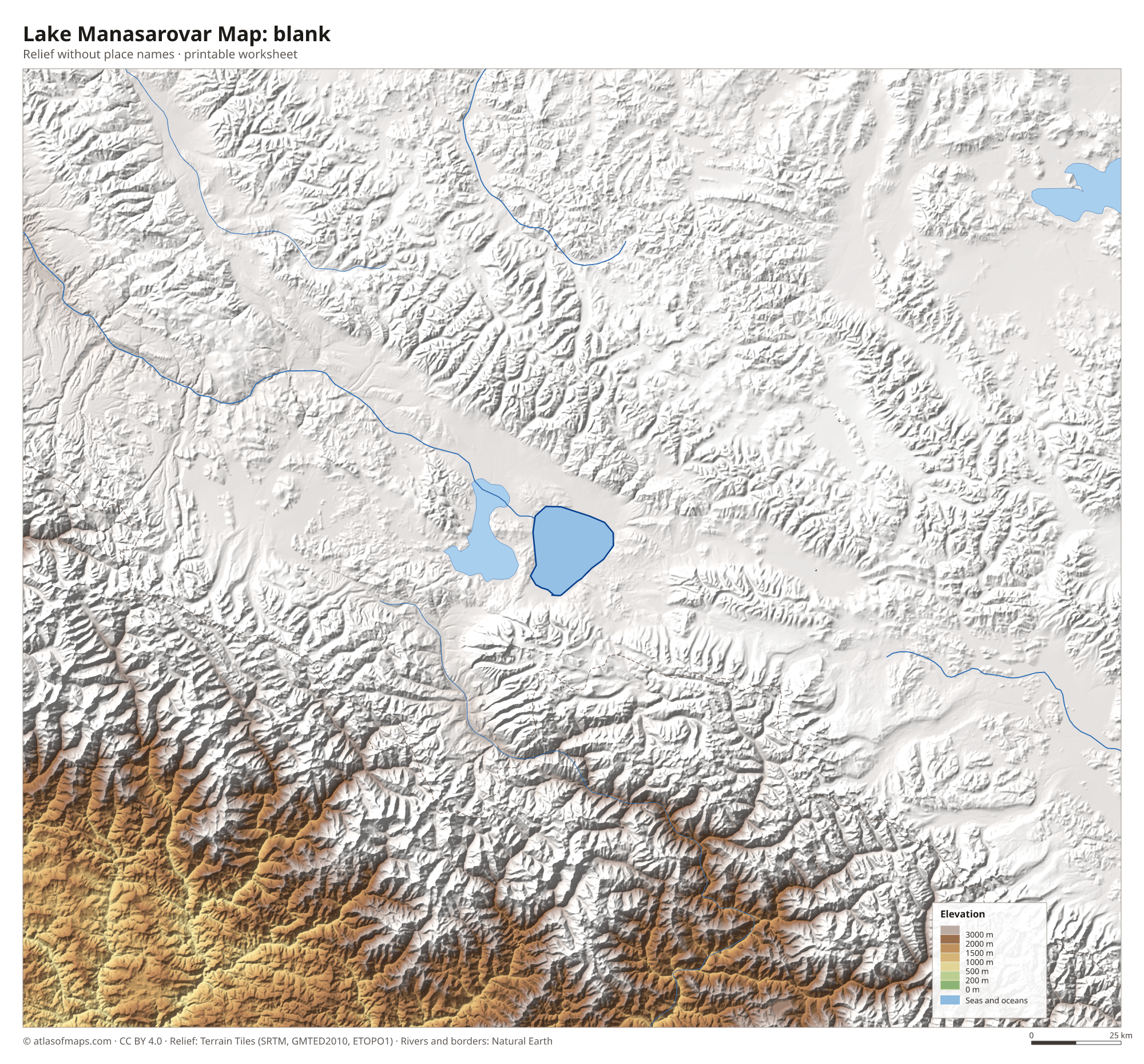 Lake Manasarovar Map without names