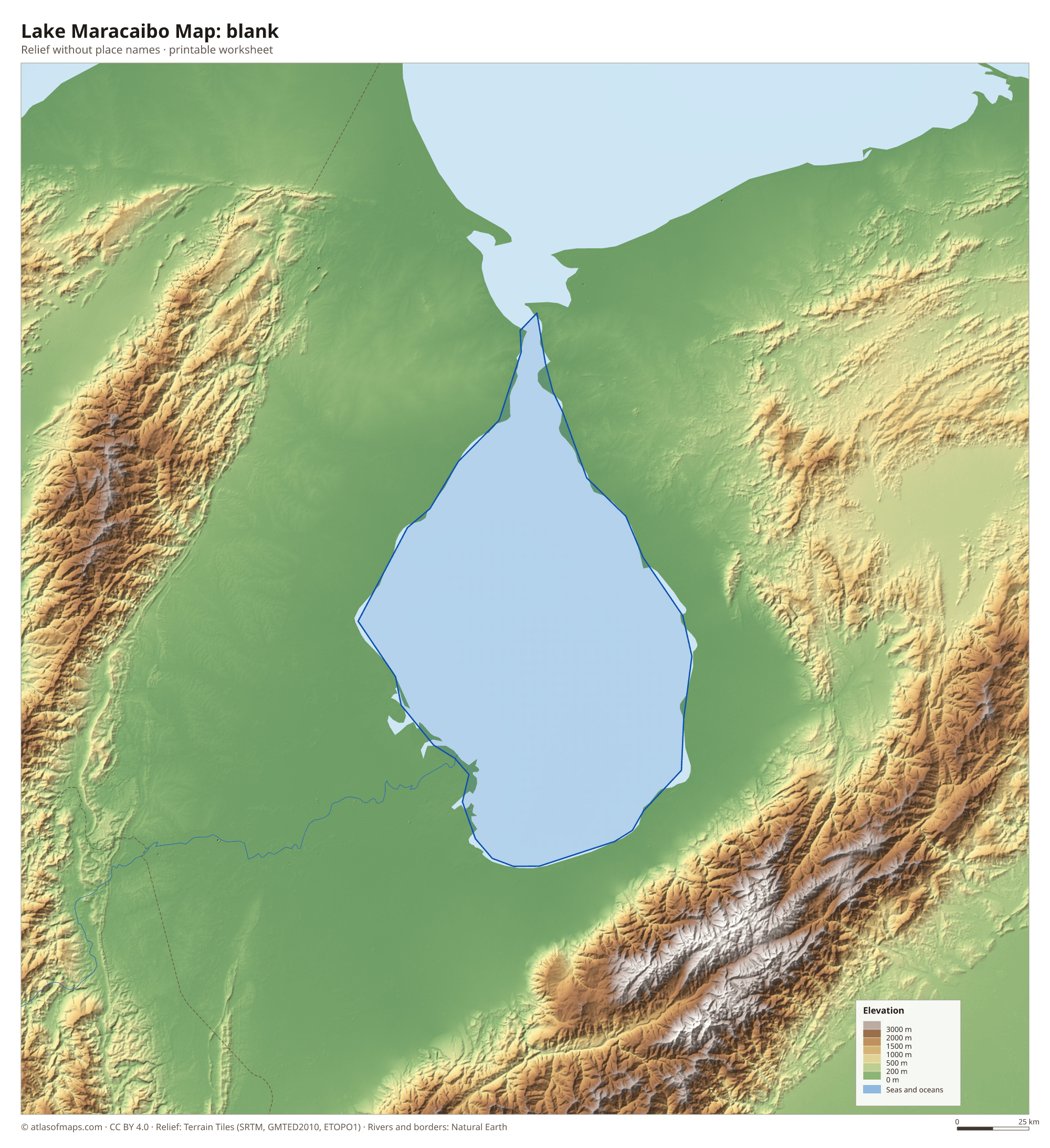 Lake Maracaibo Map without names