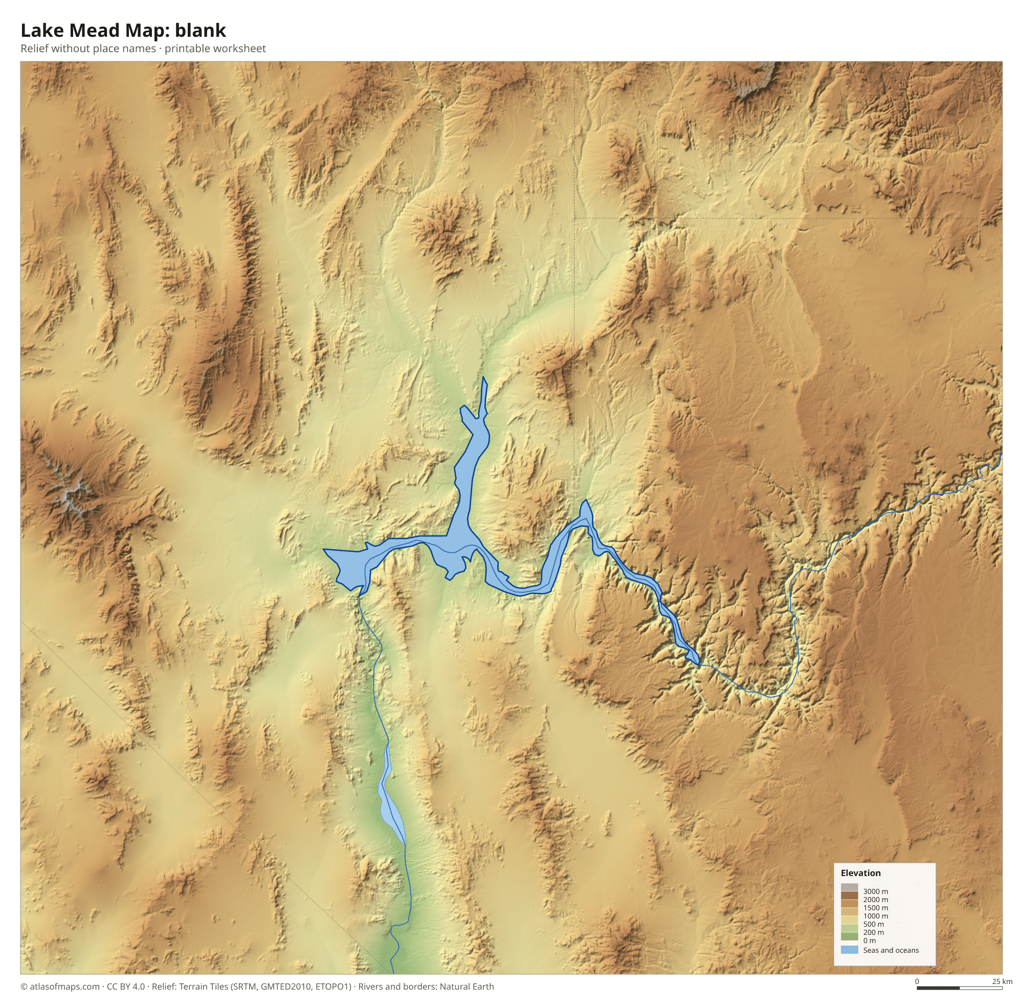 Lake Mead Map without names