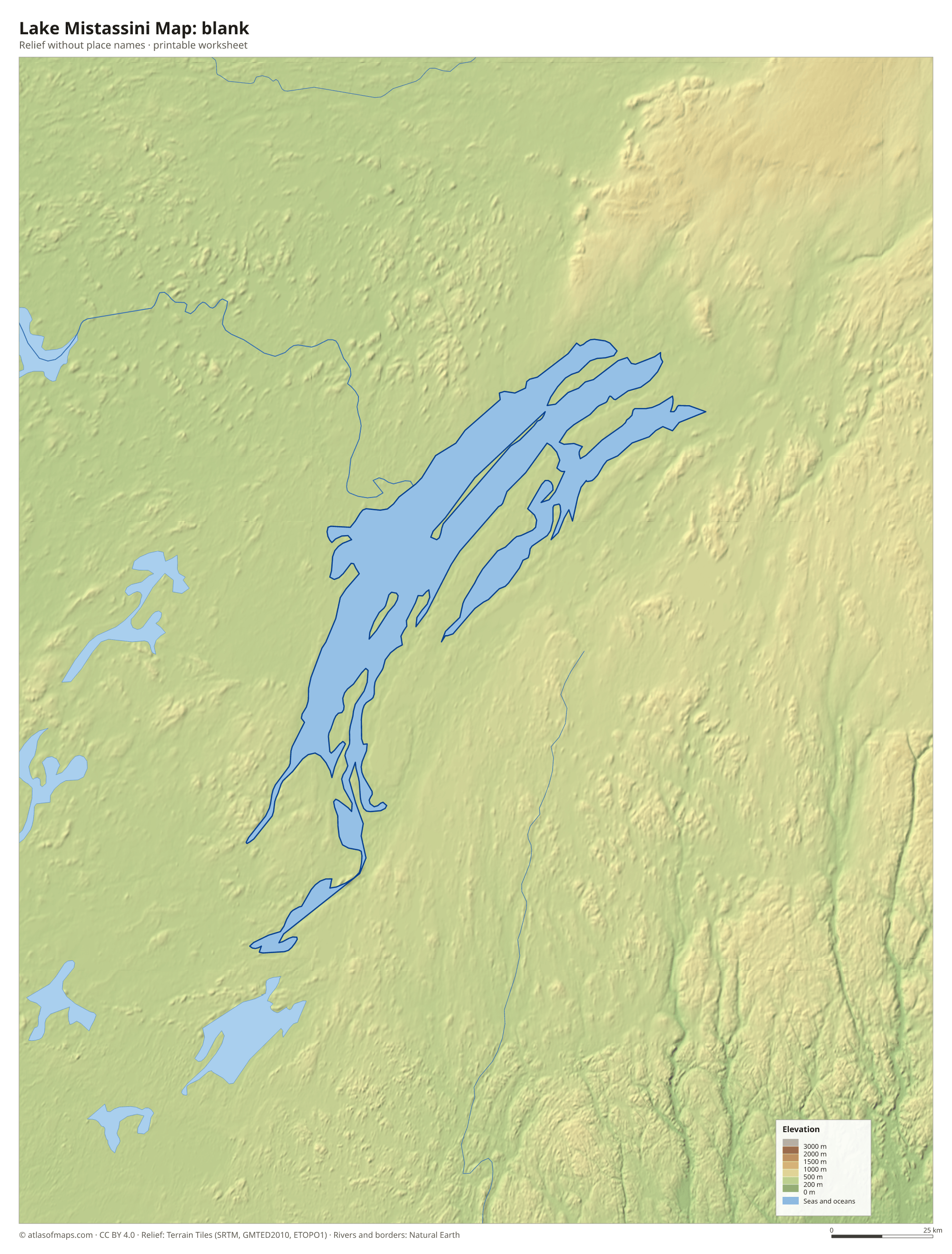 Lake Mistassini Map without names