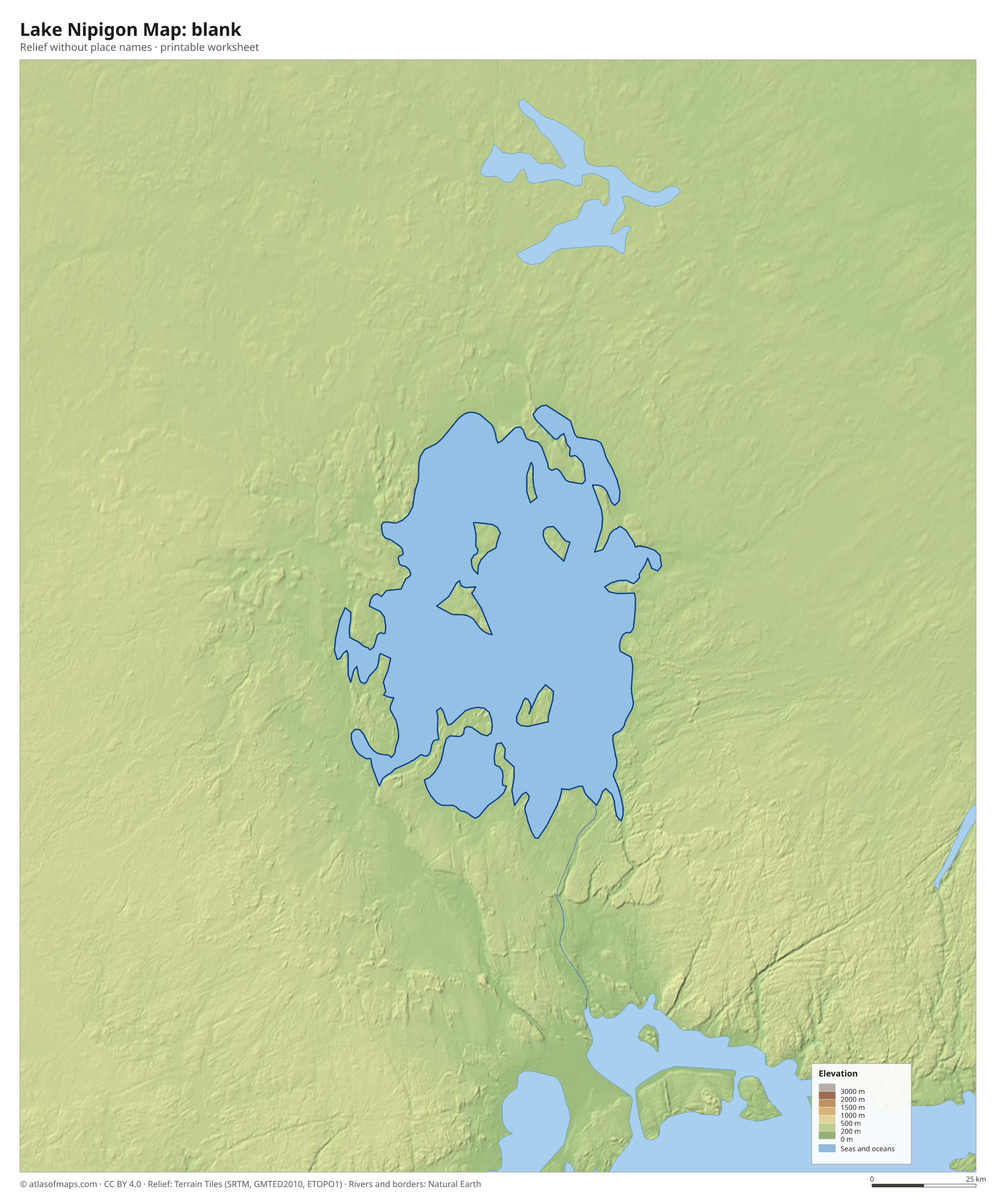 Lake Nipigon Map without names