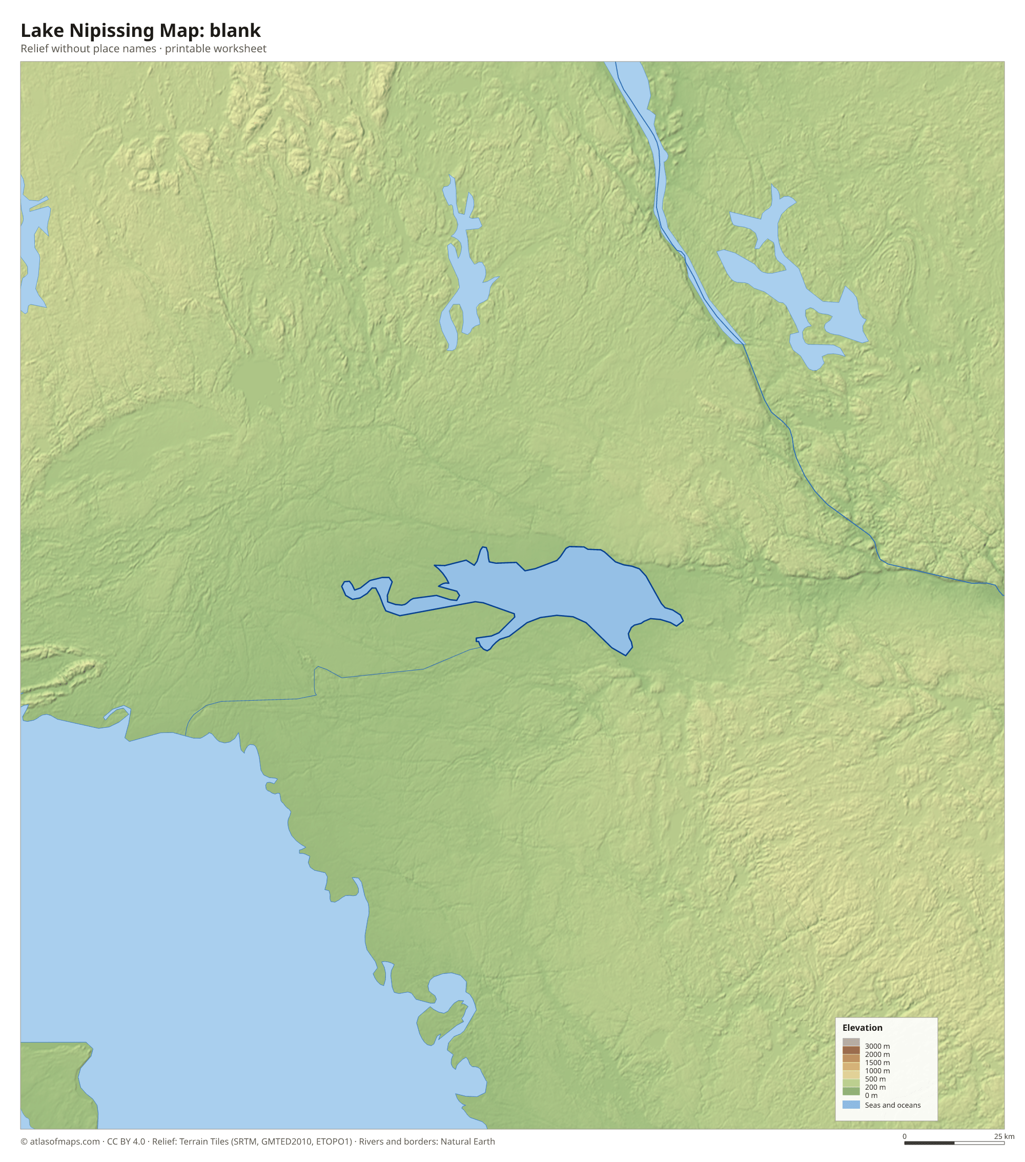Lake Nipissing Map without names