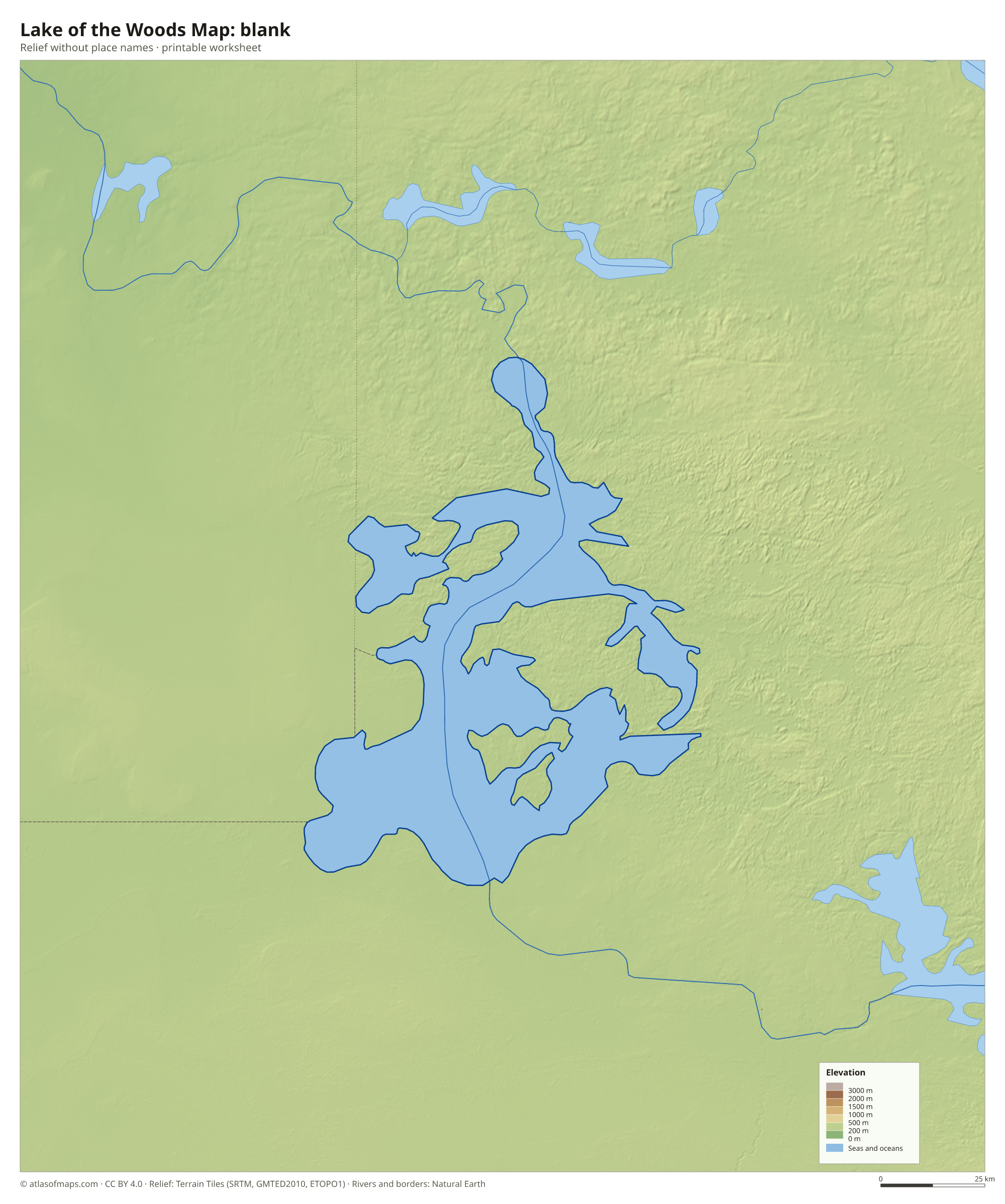 Lake of the Woods Map without names