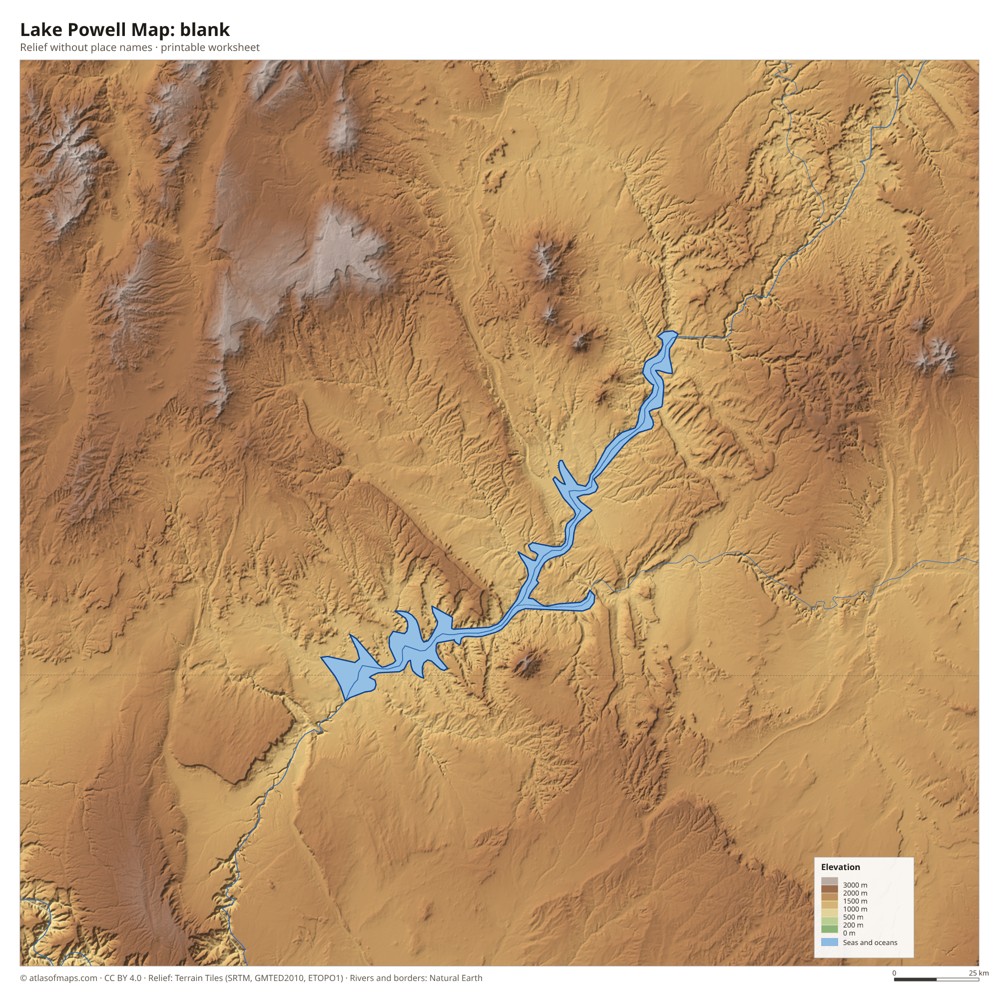 Lake Powell Map without names
