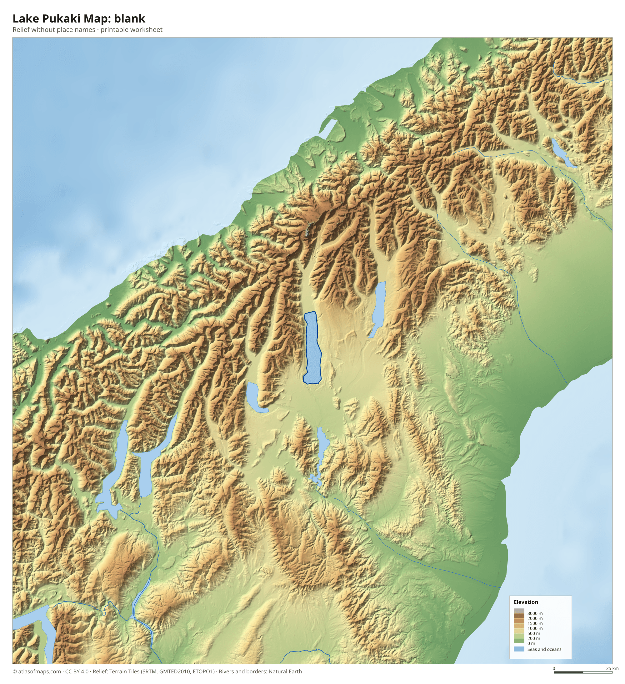 Lake Pukaki Map without names