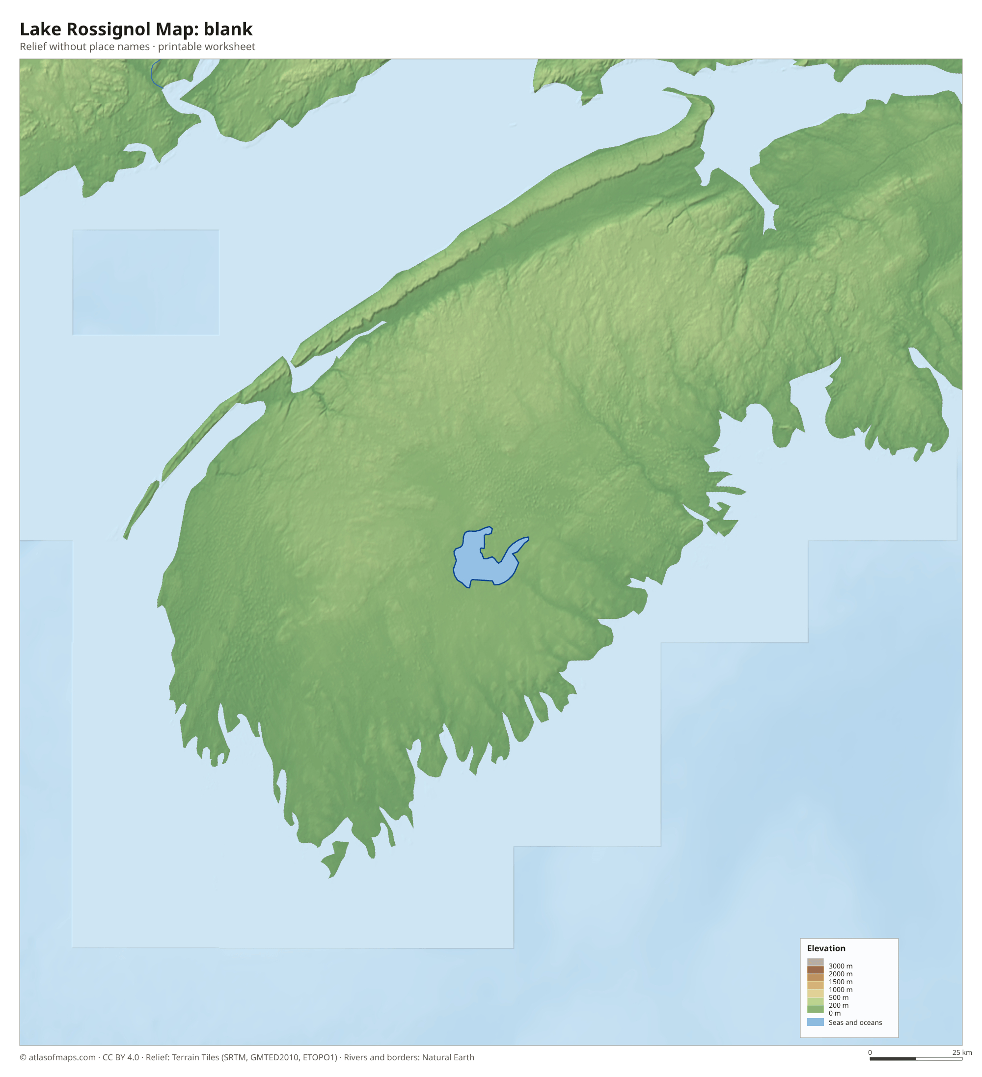 Lake Rossignol Map without names