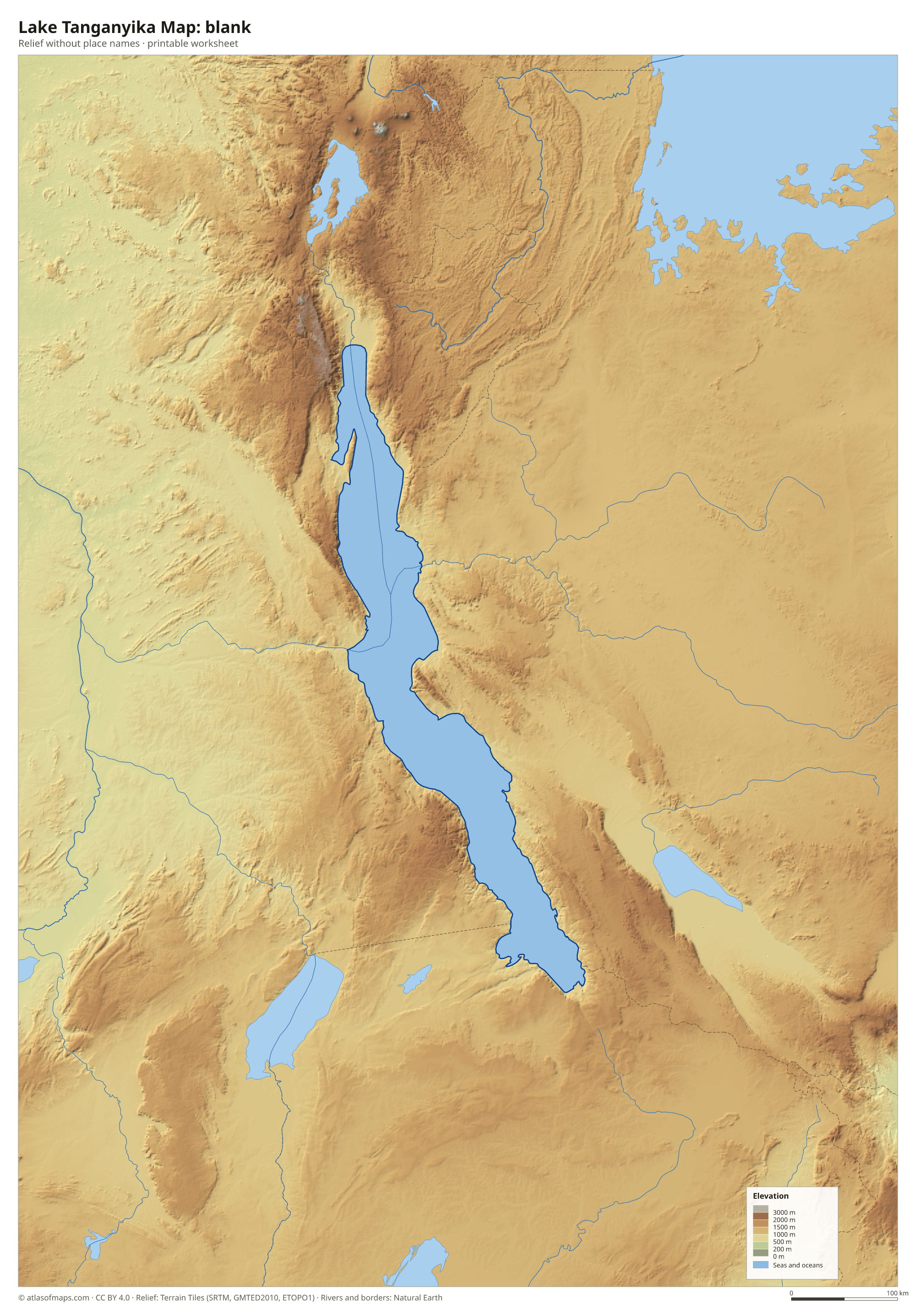 Lake Tanganyika Map without names