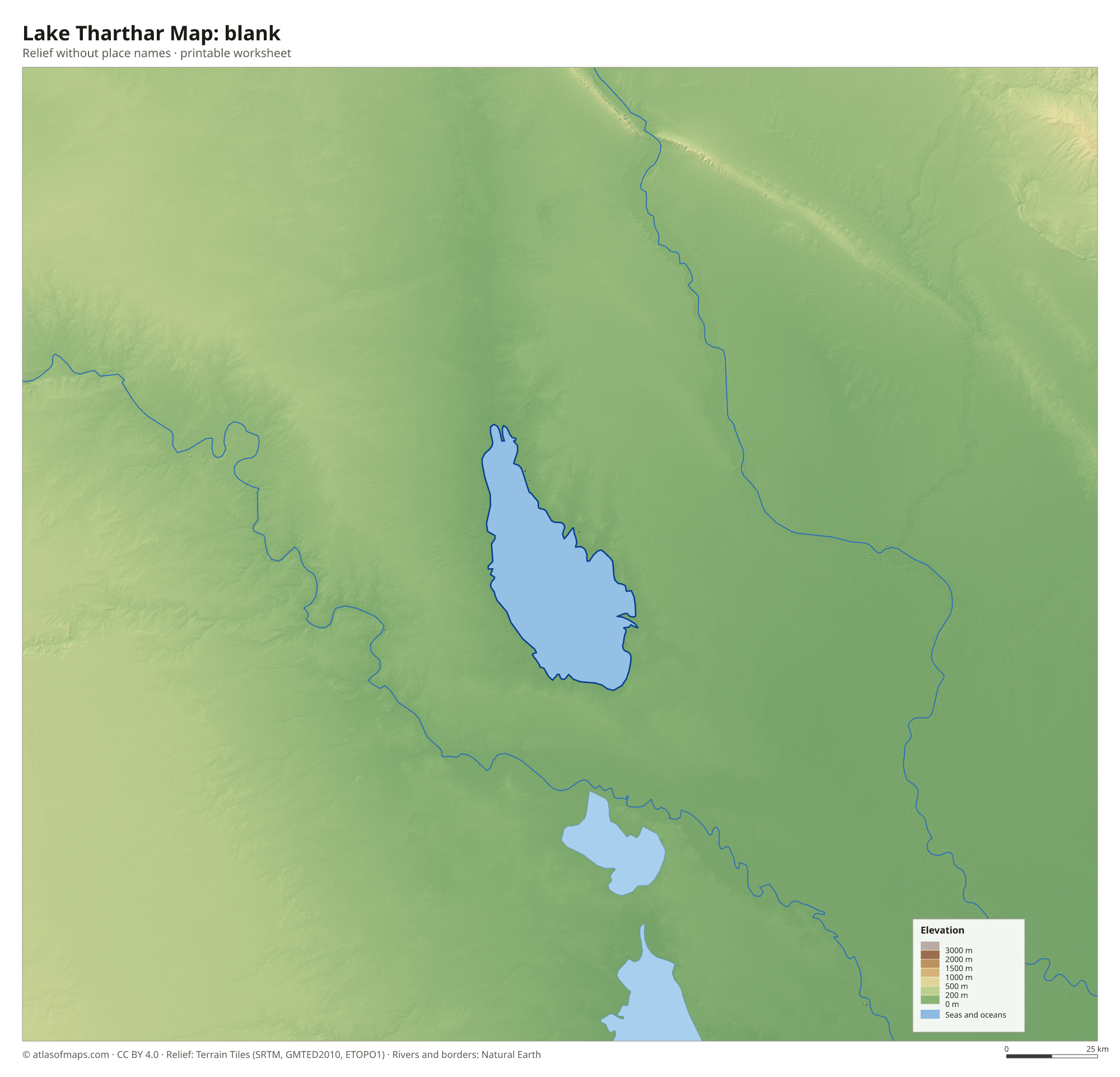 Lake Tharthar Map without names