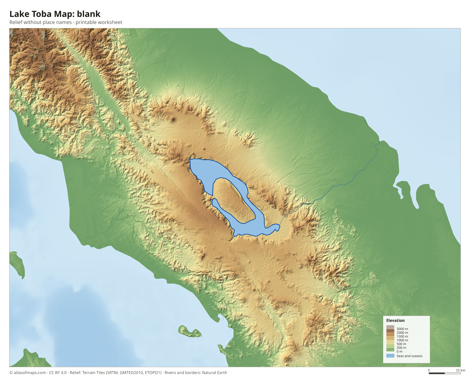 Lake Toba Map without names