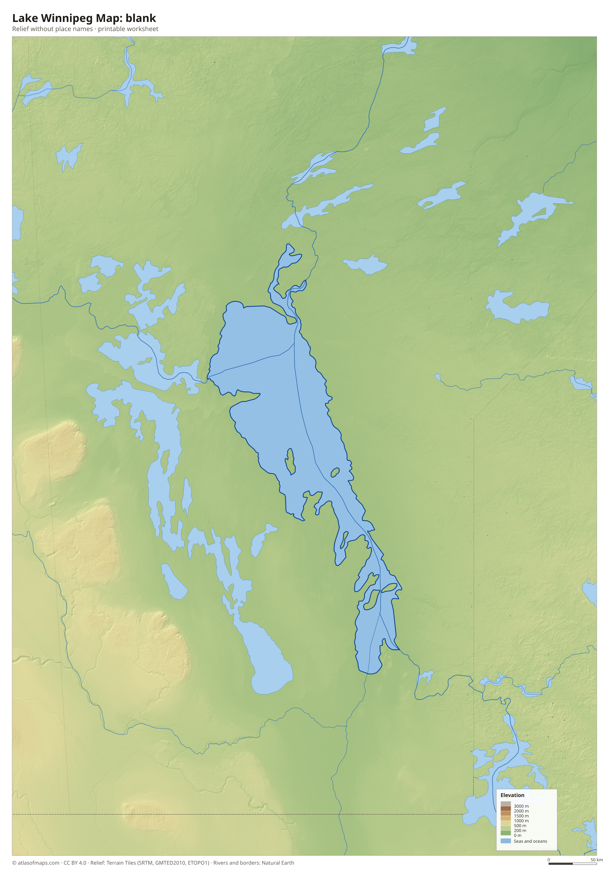 Lake Winnipeg Map without names