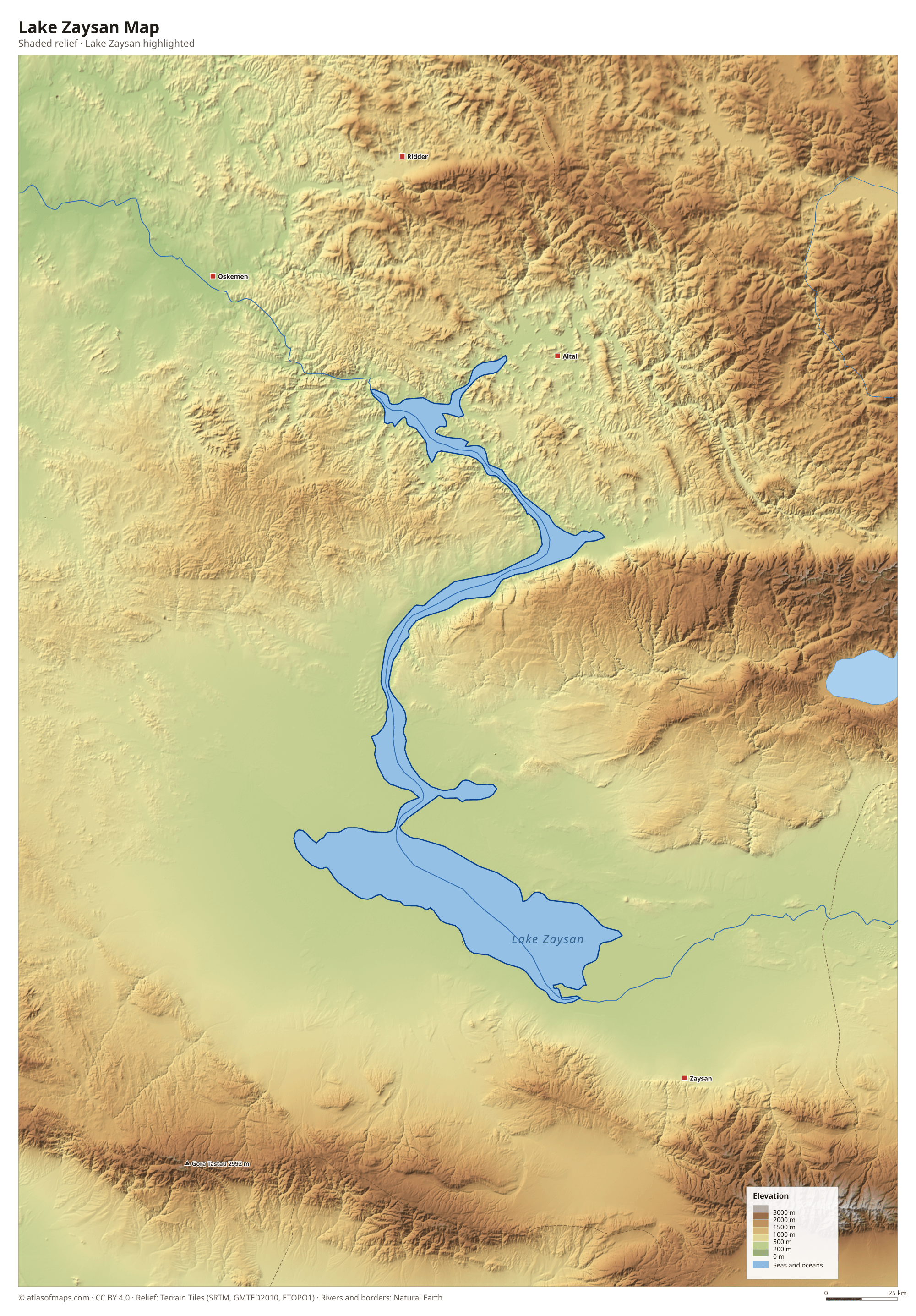 Lake Zaysan Map