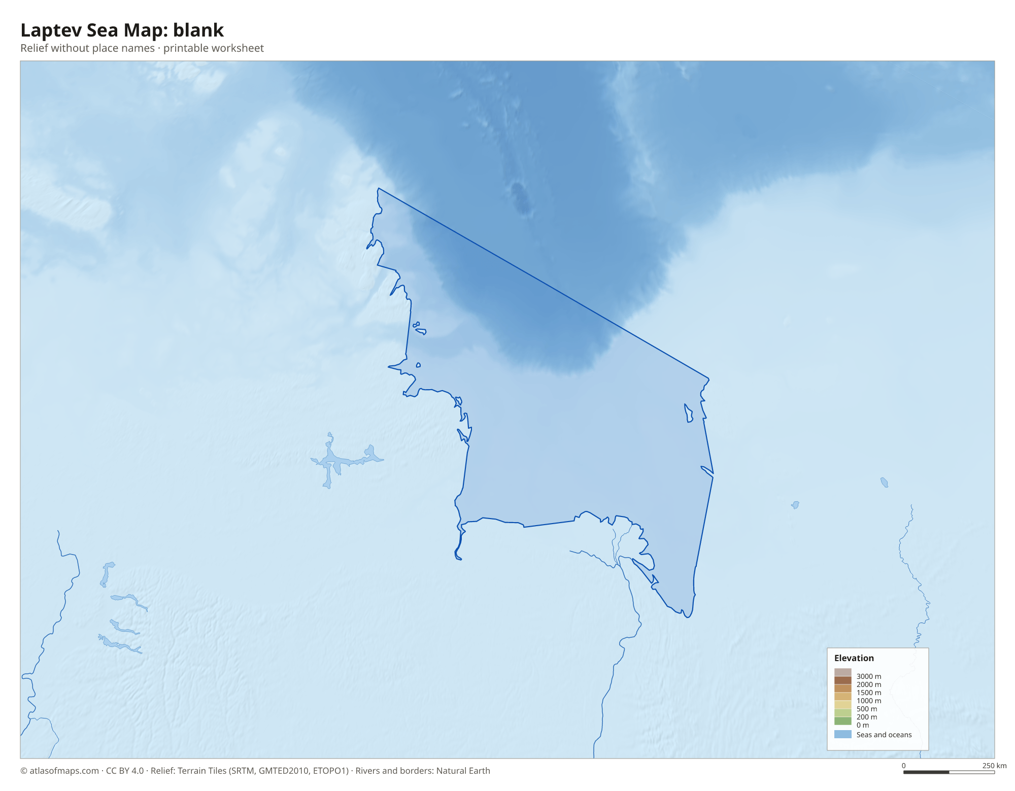 Laptev Sea Map without names