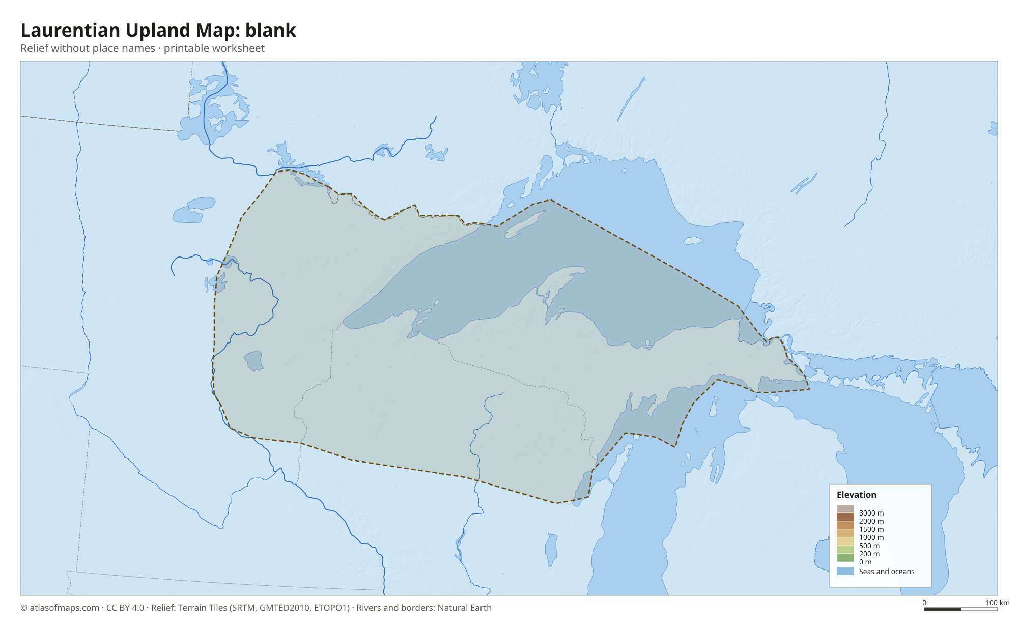 Laurentian Upland Map without names