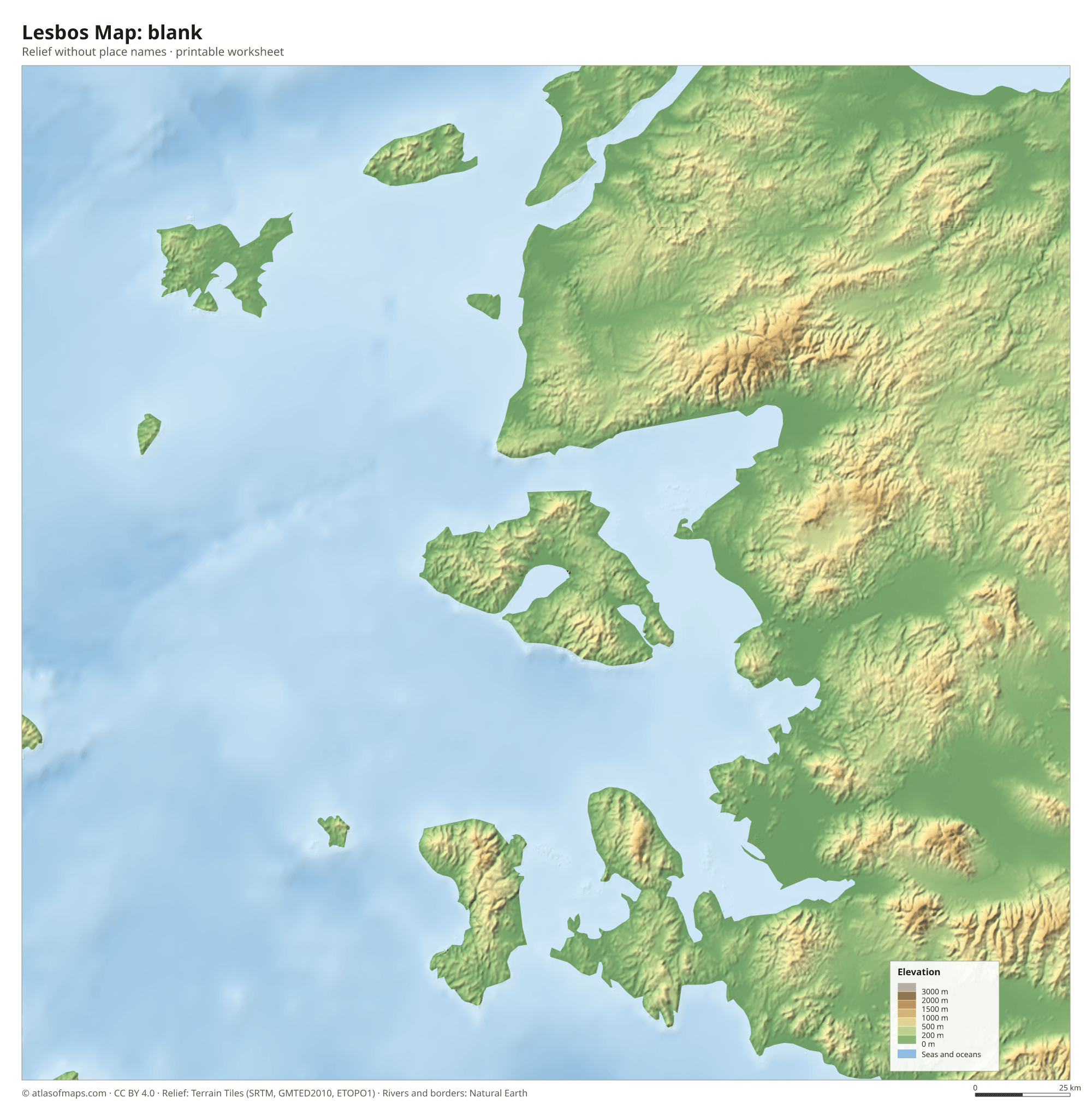 Lesbos Map without names
