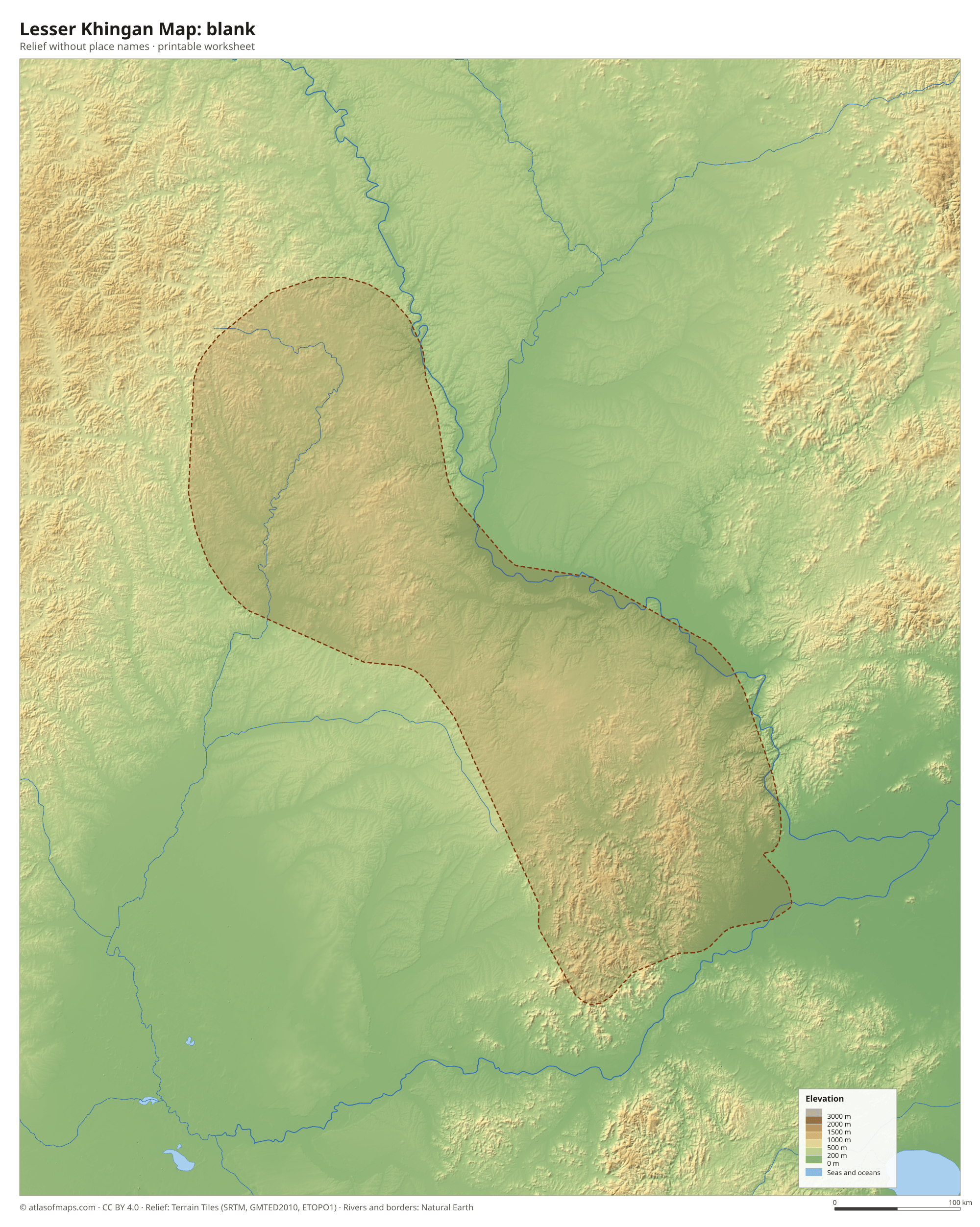 Lesser Khingan Map without names