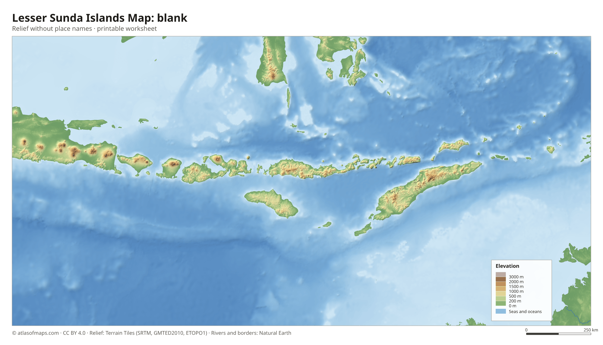 Lesser Sunda Islands Map without names