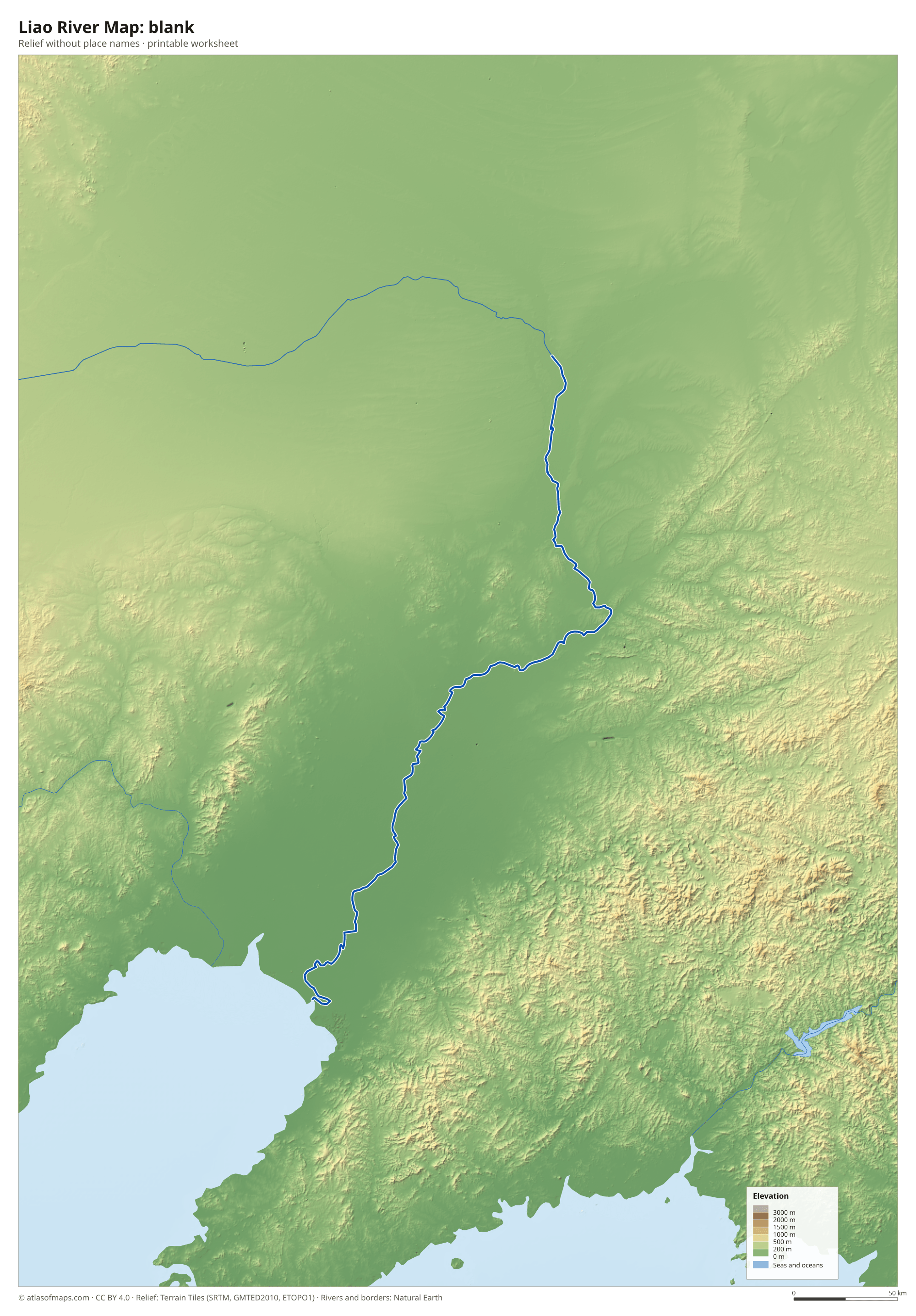 Liao River Map without names