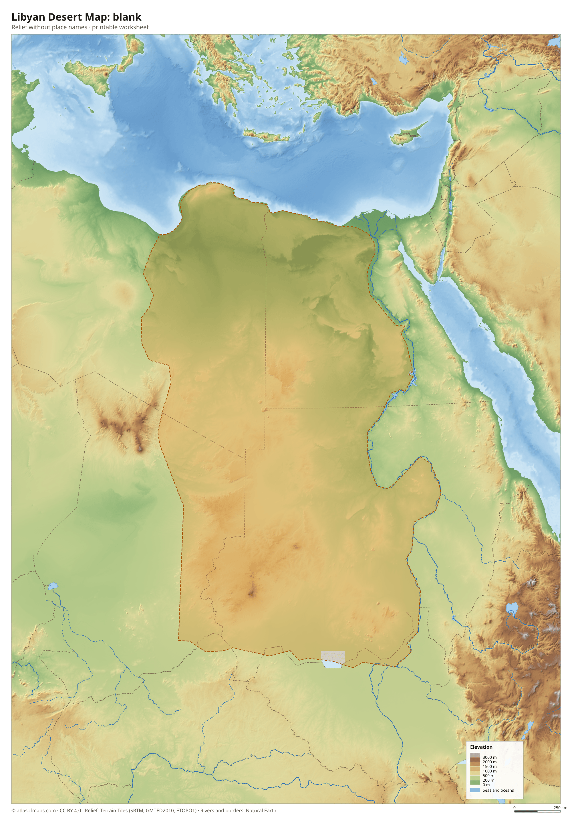 Libyan Desert Map without names