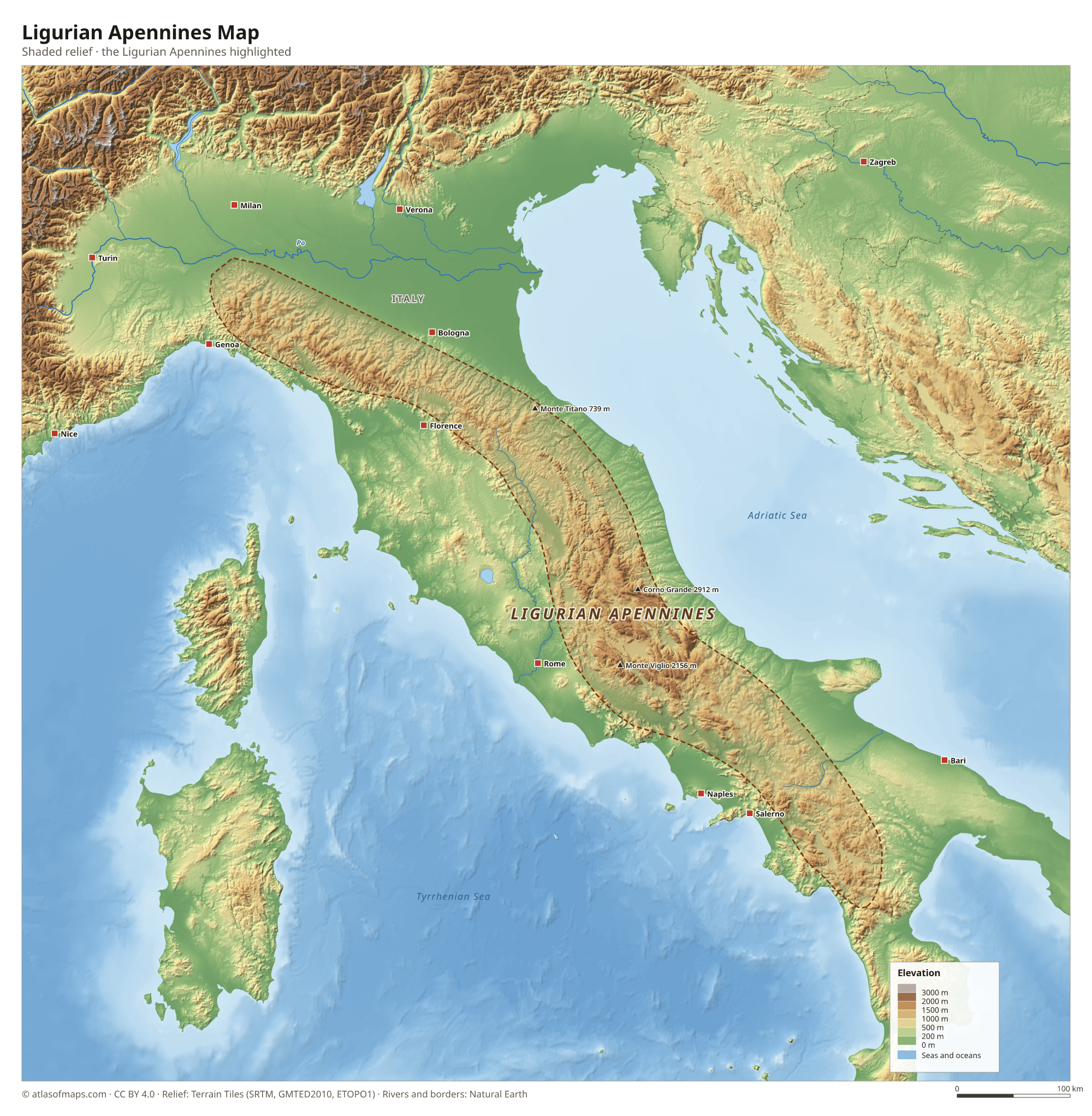 Ligurian Apennines Map