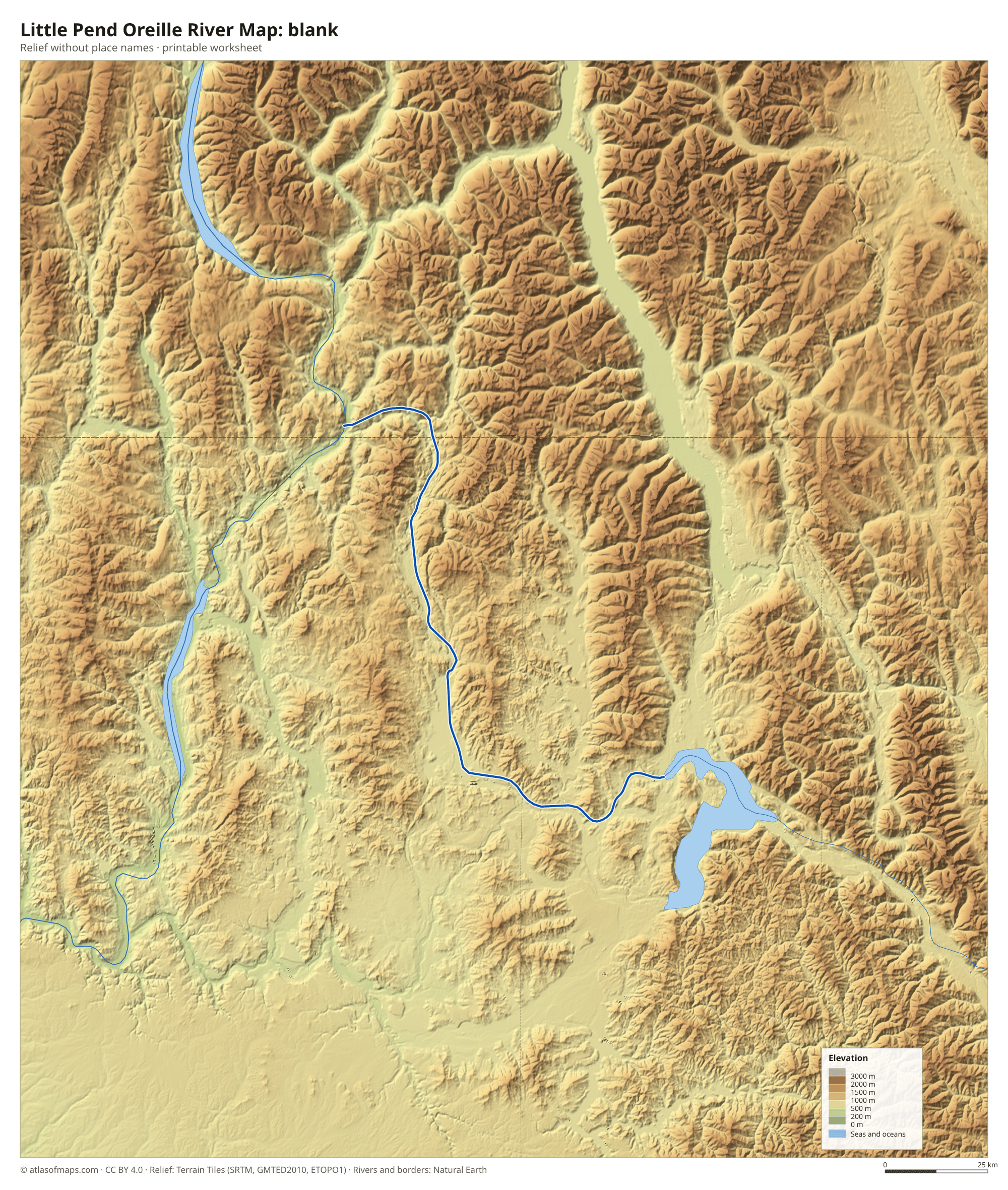 Little Pend Oreille River Map without names