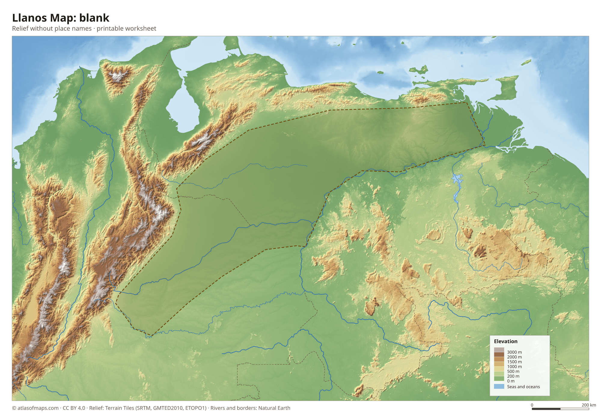 Llanos Map without names