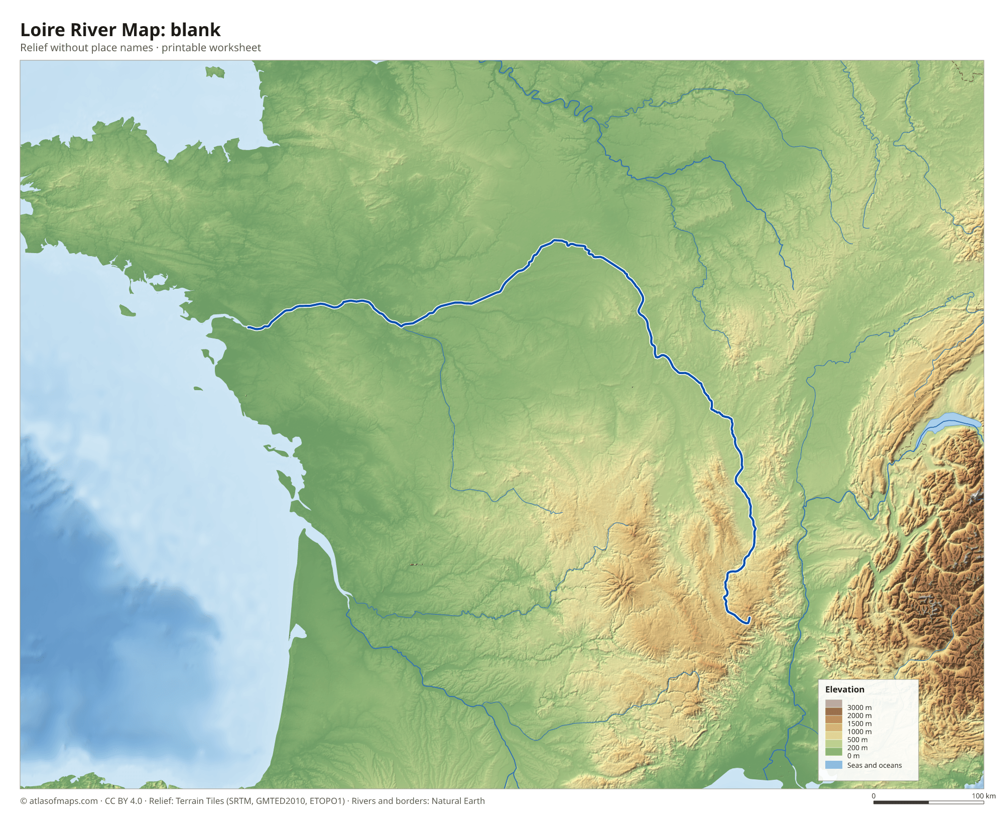 Loire River Map without names