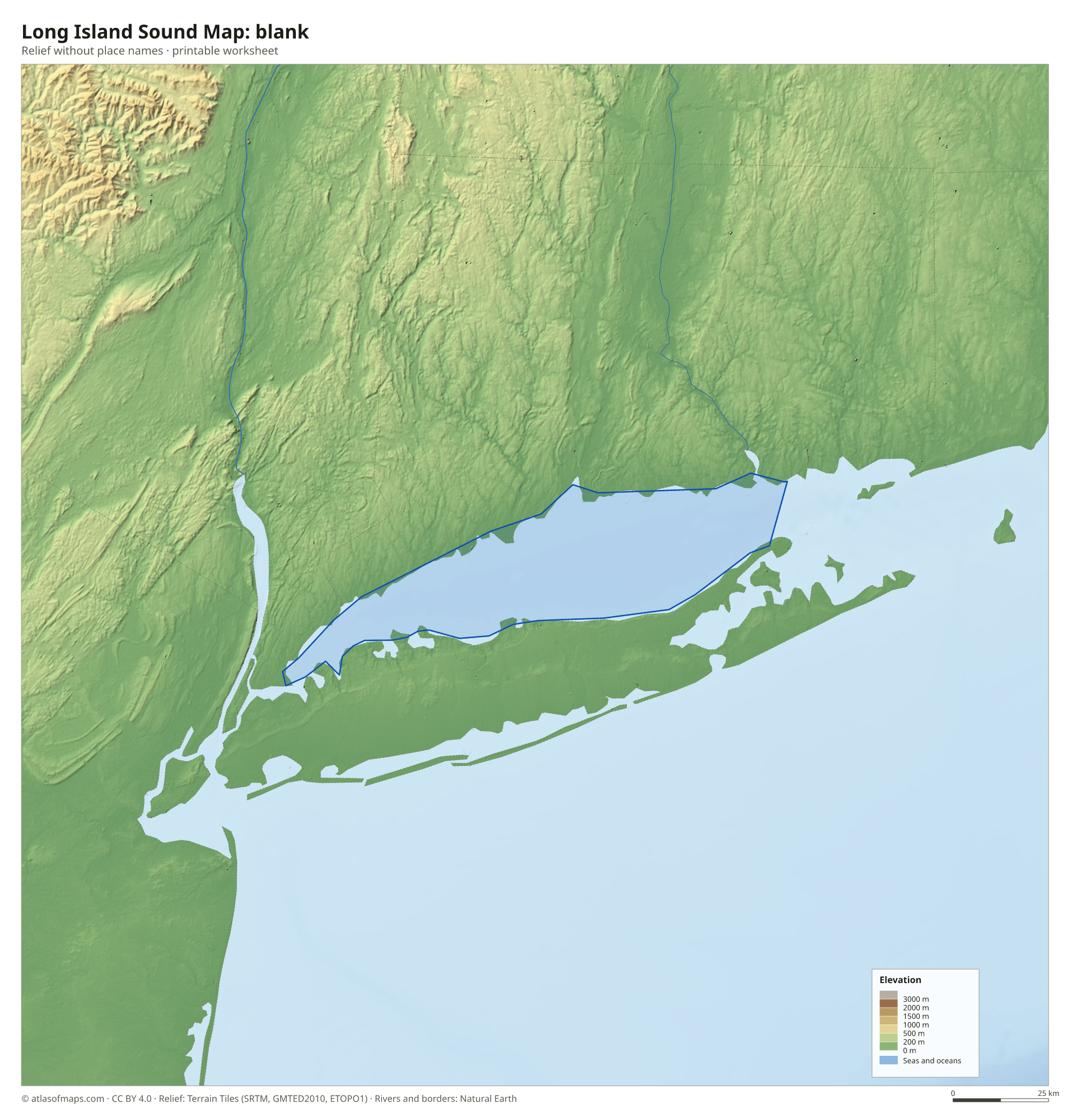 Long Island Sound Map without names