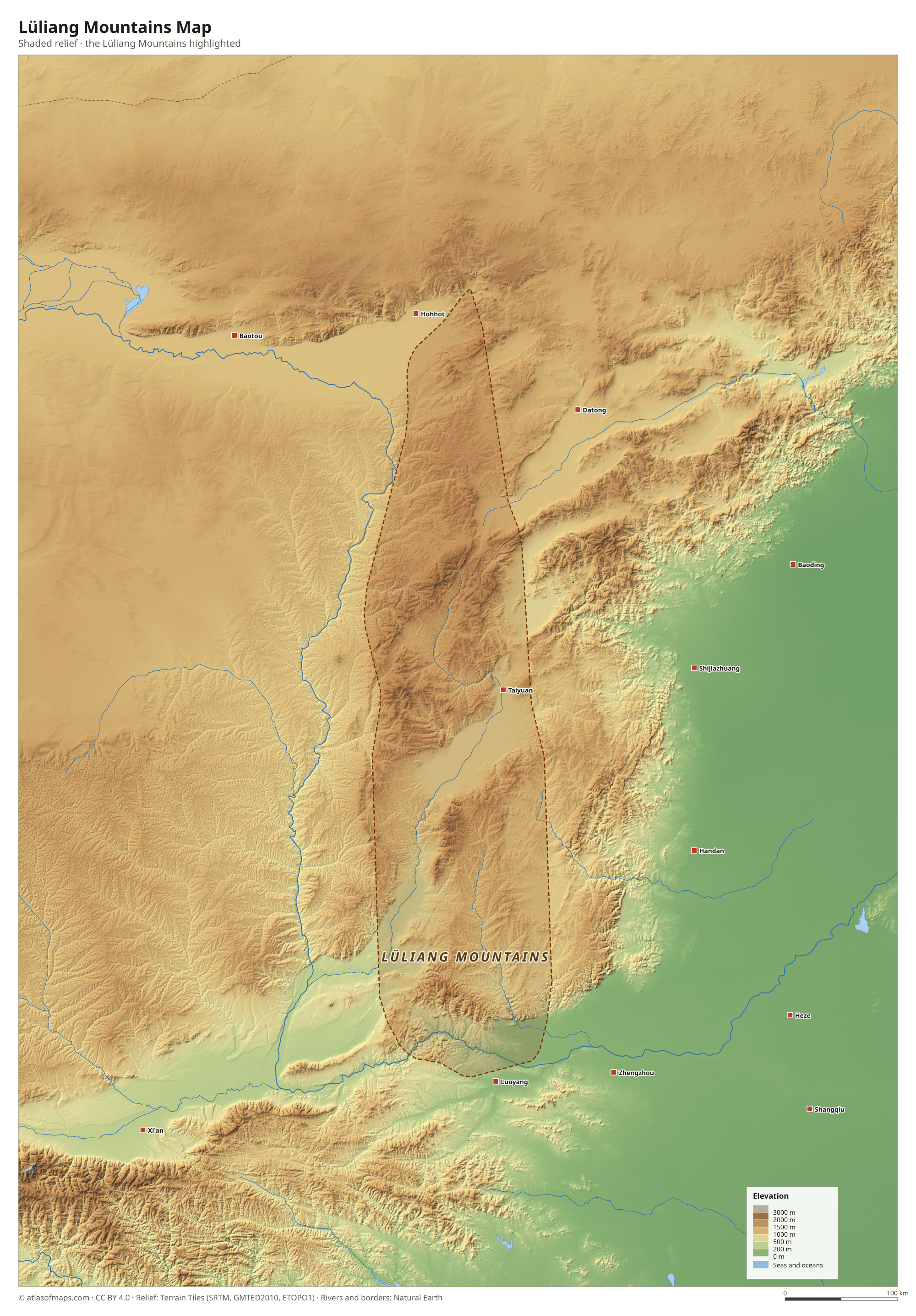 Lüliang Mountains Map
