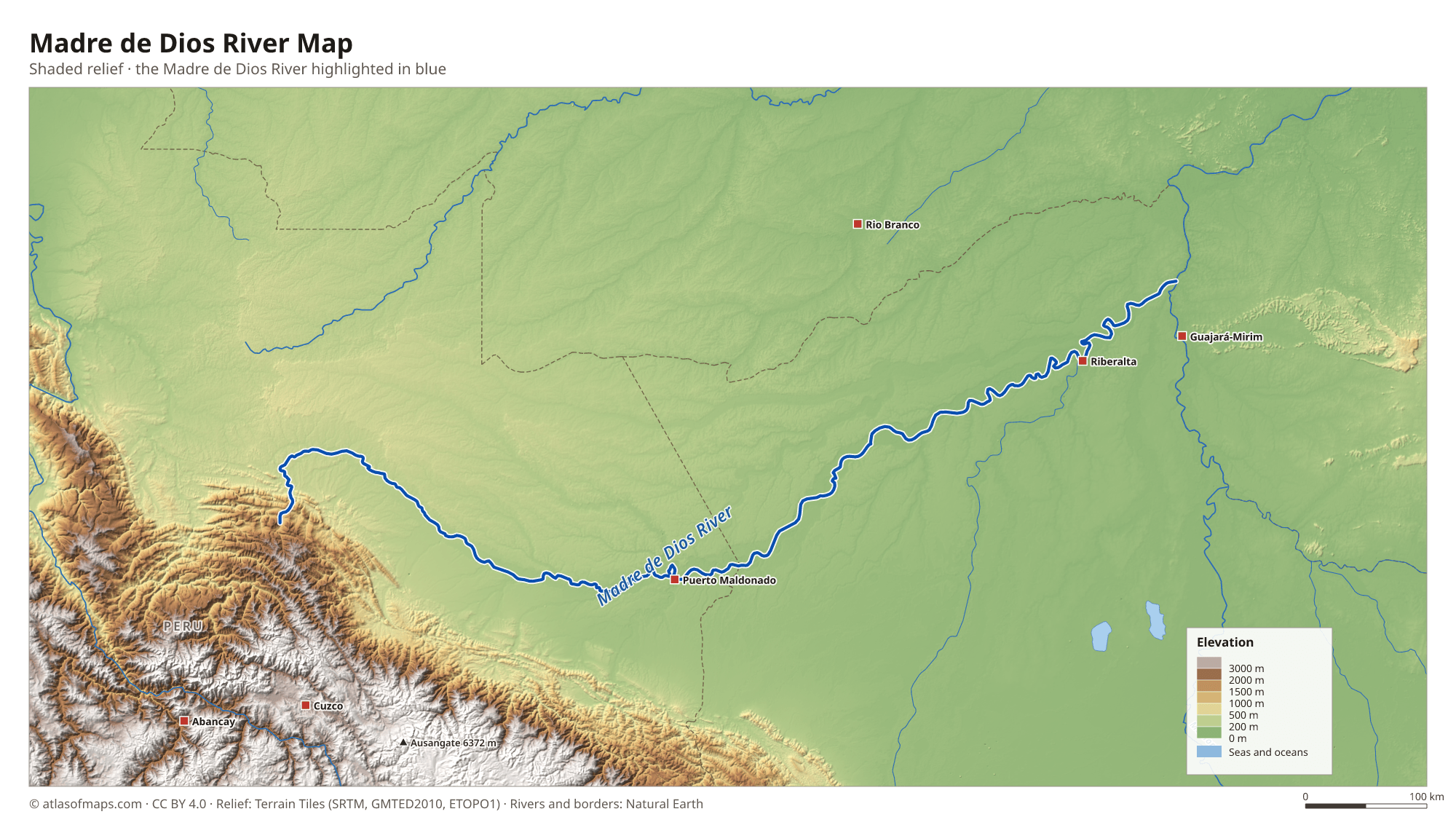 Madre de Dios River Map