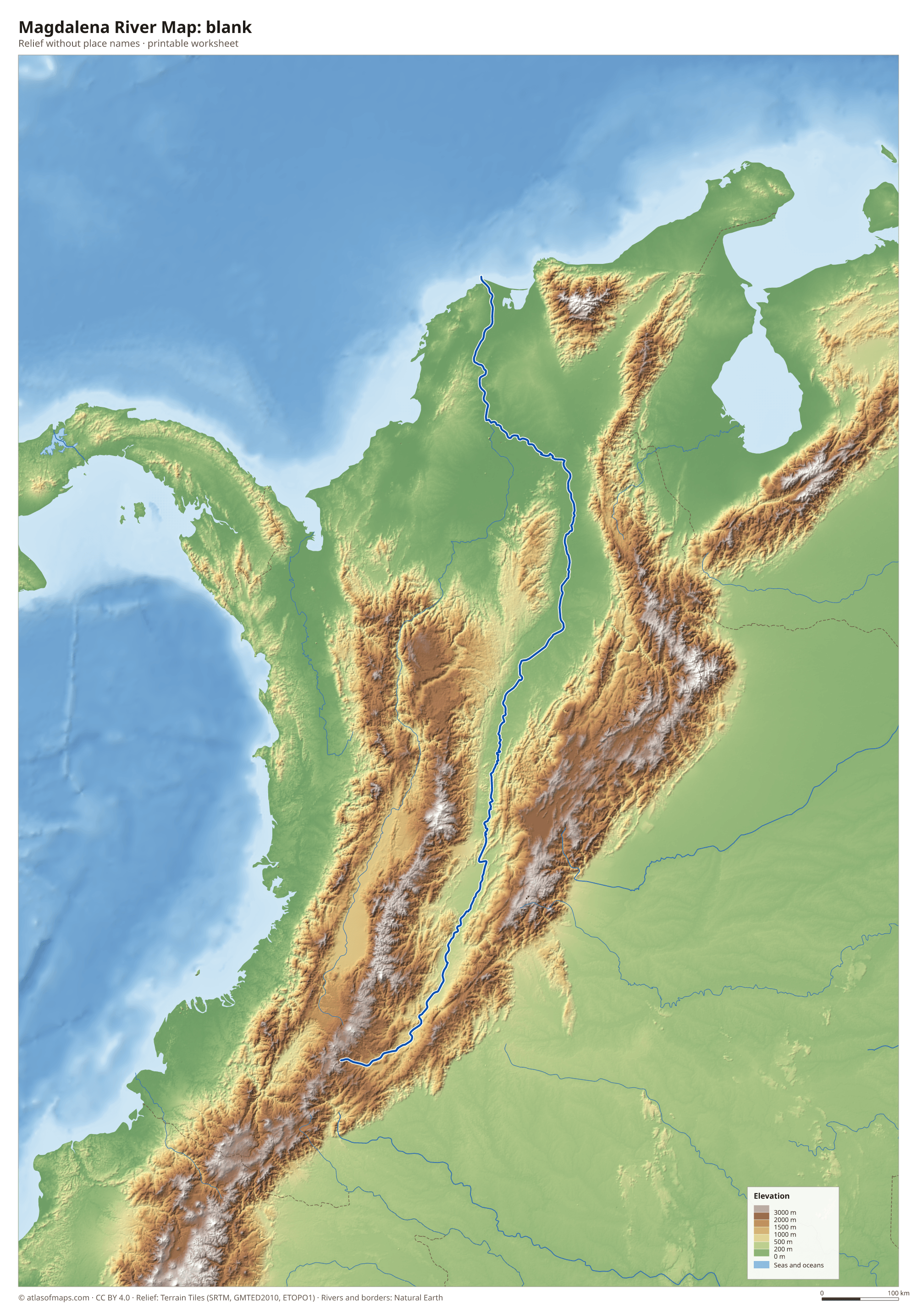Magdalena River Map without names