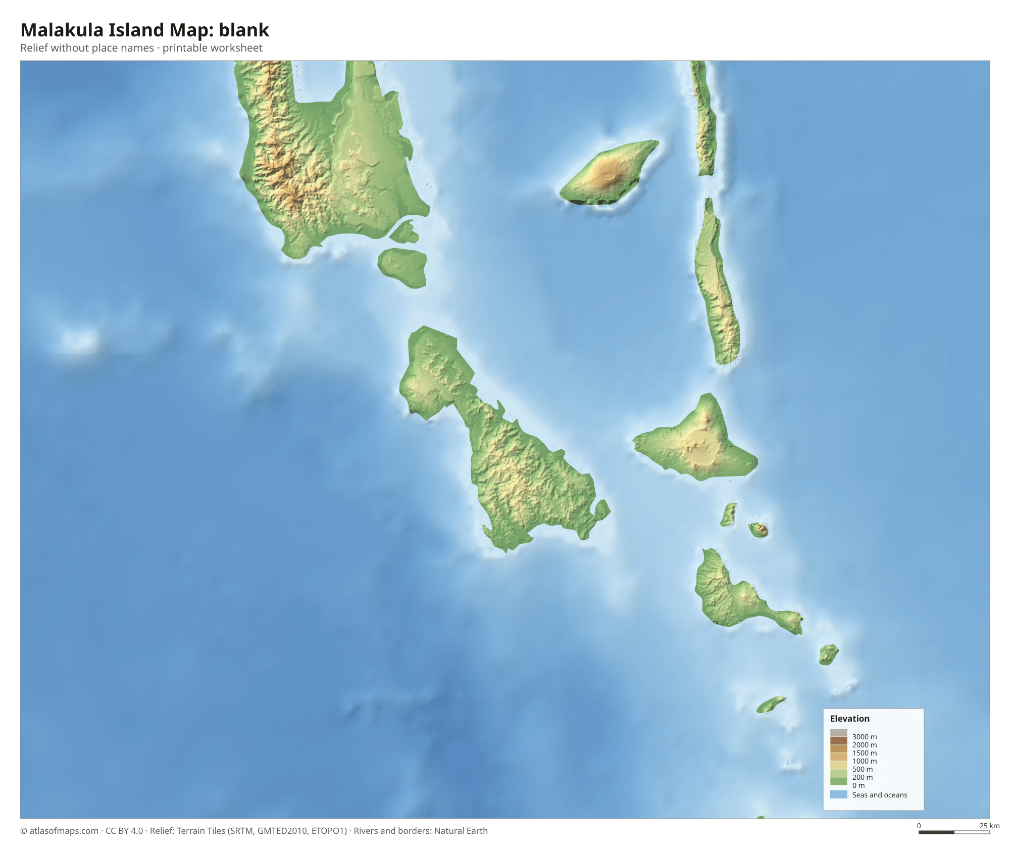 Malakula Island Map without names
