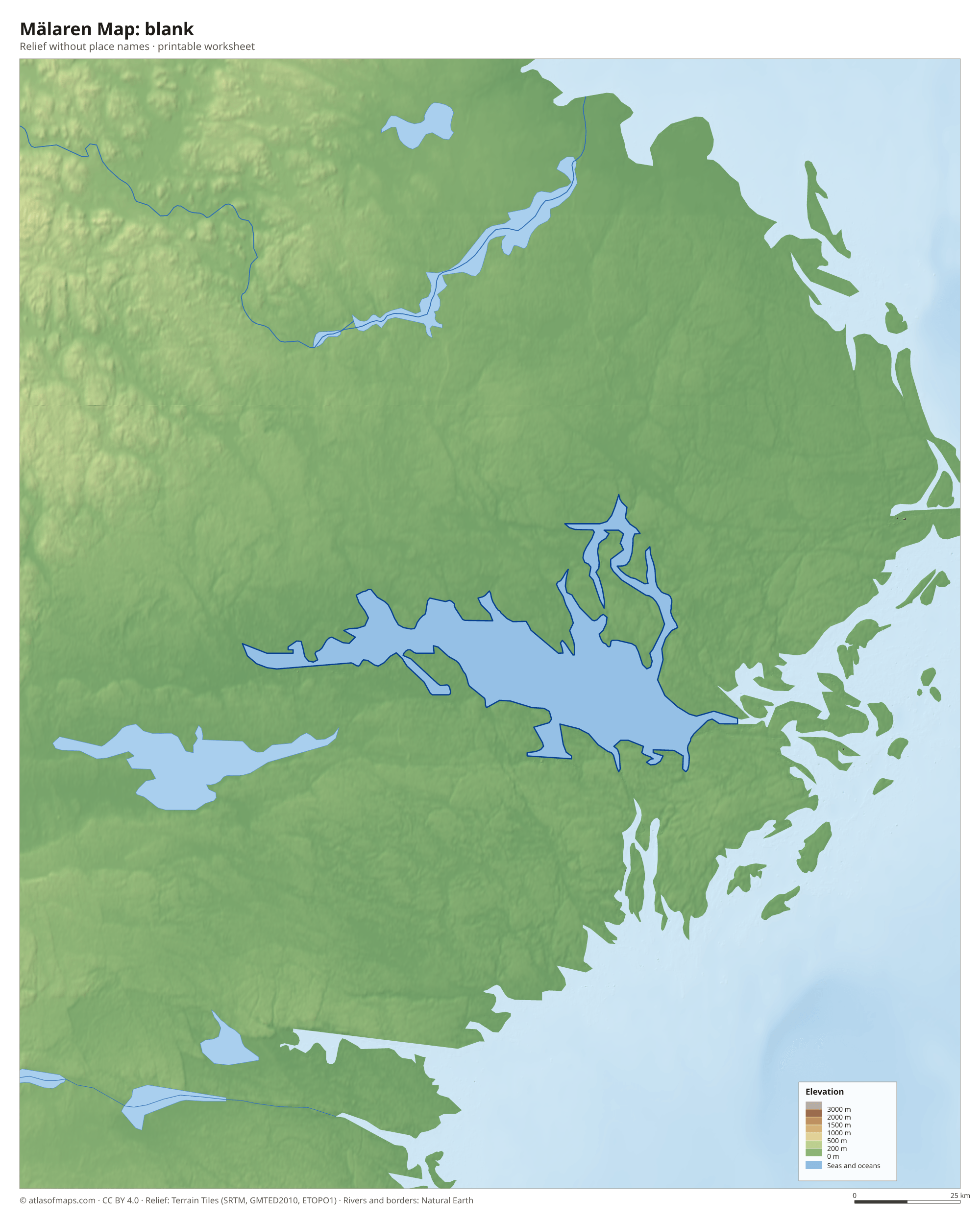 Mälaren Map without names