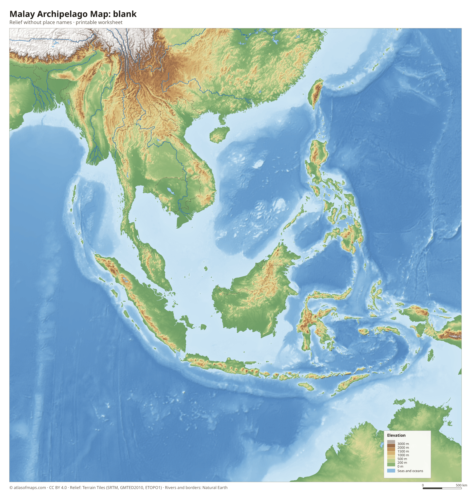 Malay Archipelago Map without names
